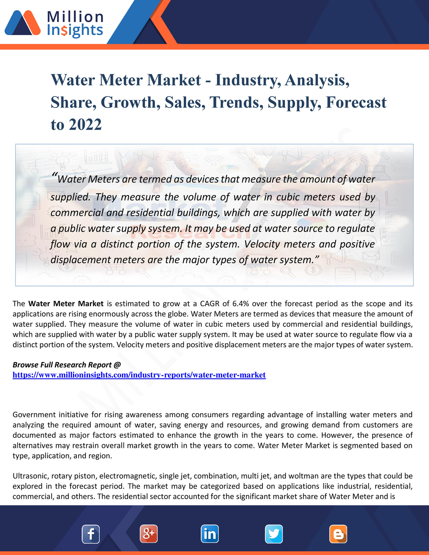 My publications Water Meter Market Industry, Analysis, Share