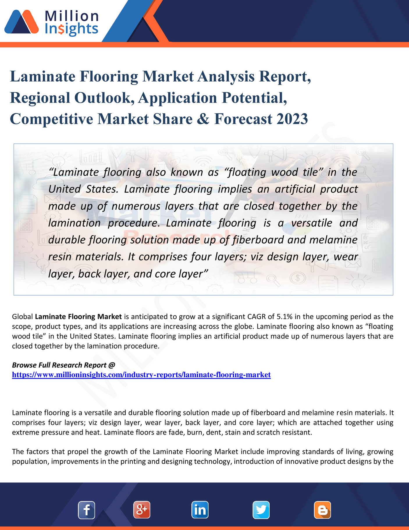 My publications Laminate Flooring Market Analysis Report, Regional Outlook, Application