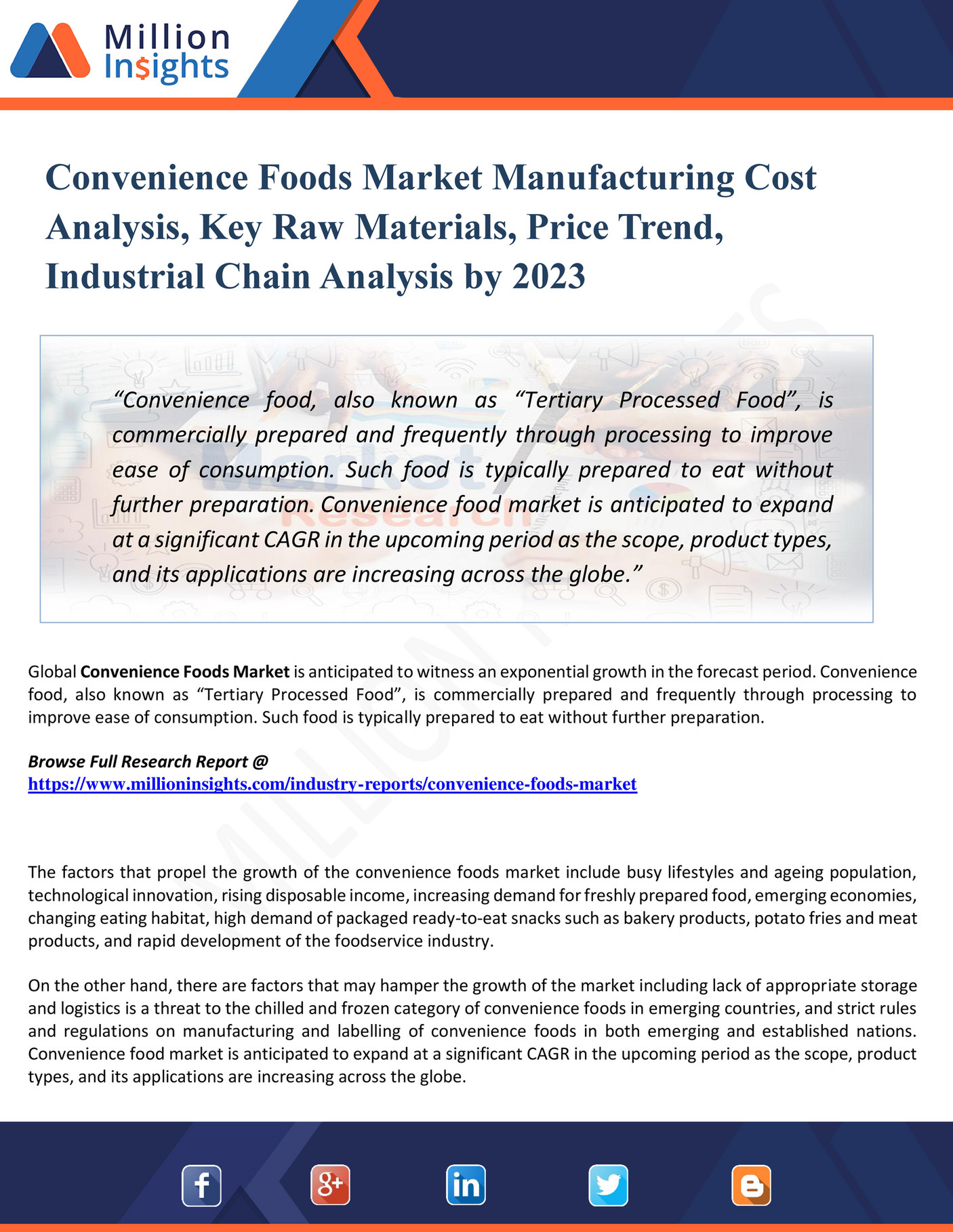 My publications Convenience Foods Market Manufacturing Cost Analysis