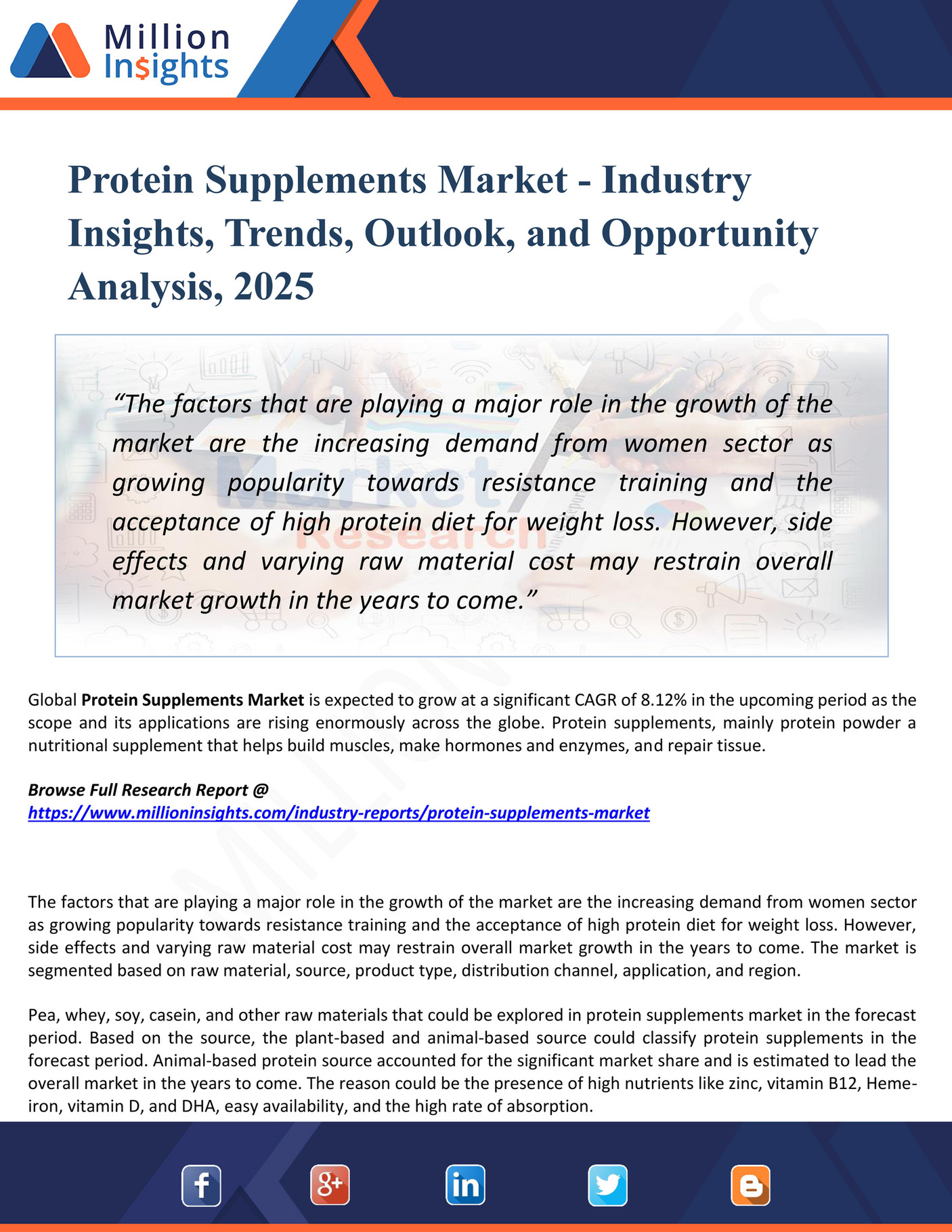 My publications Protein Supplements Market Industry Insights