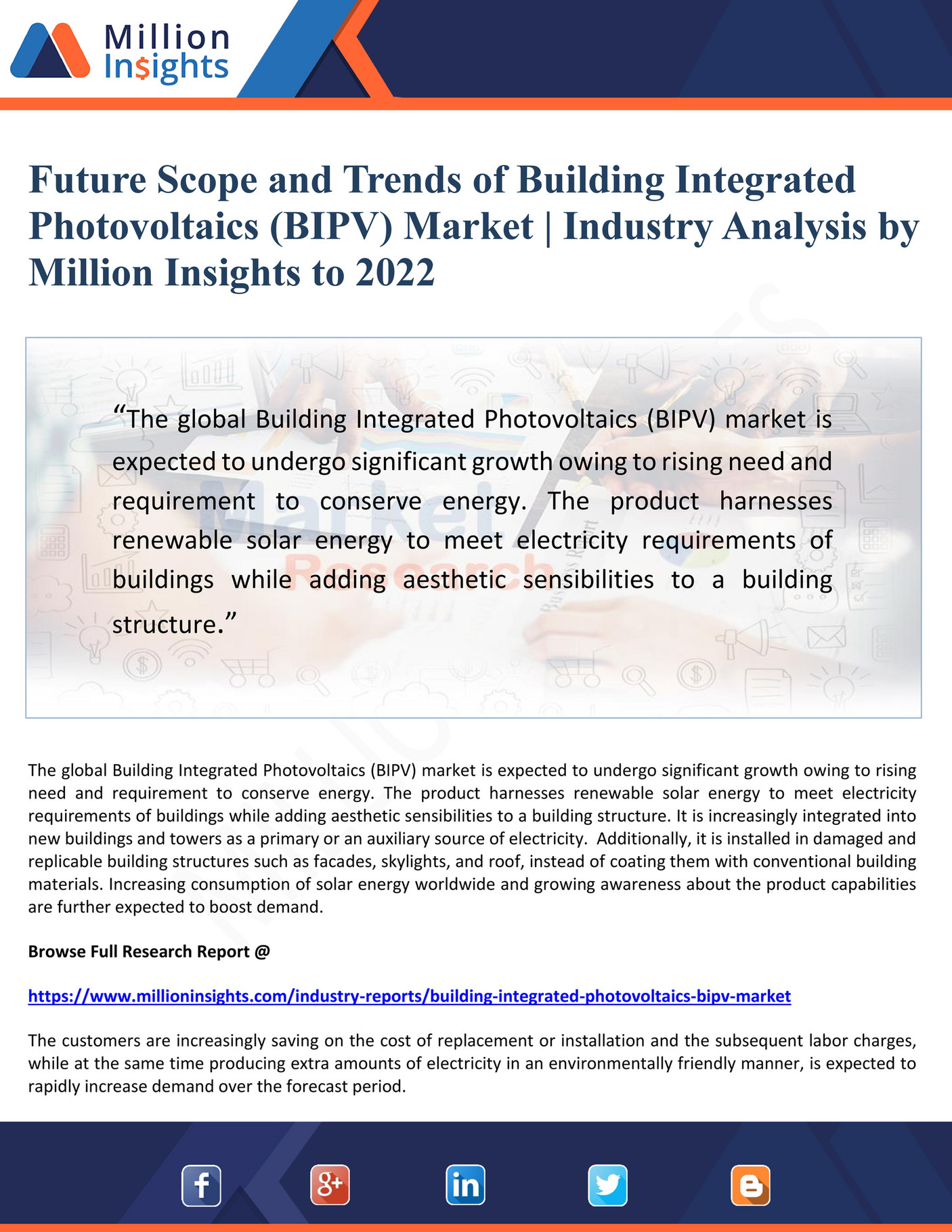 My publications Future Scope and Trends of Building Integrated Photovoltaics (BIPV) Market