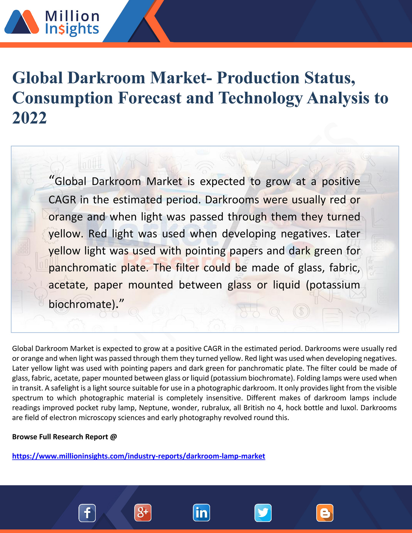 My publications Global Darkroom Market Production Status