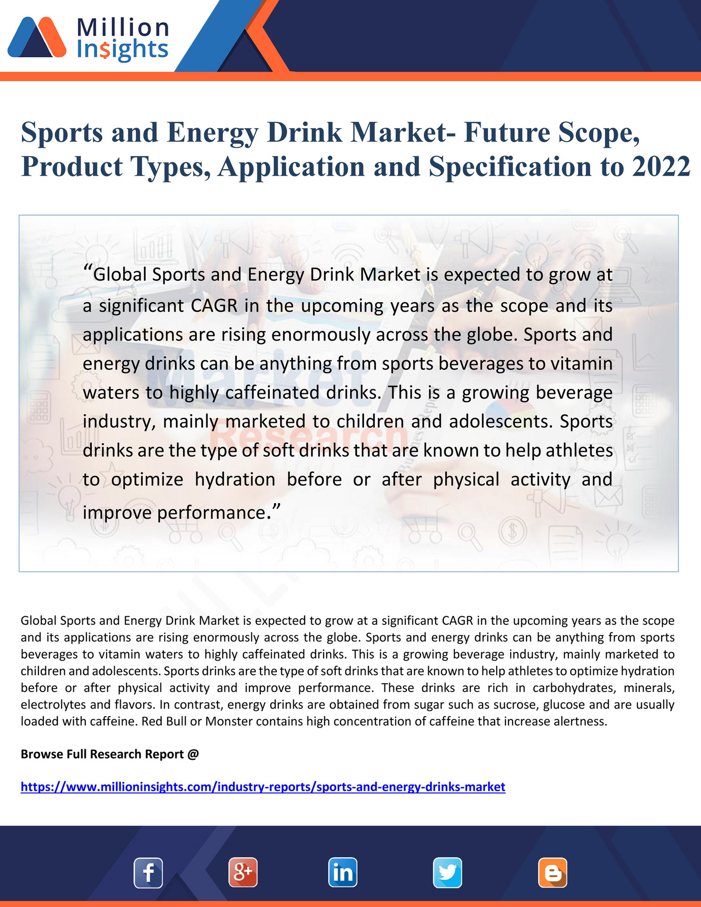 My publications Sports and Energy Drink Market Future Scope, Product