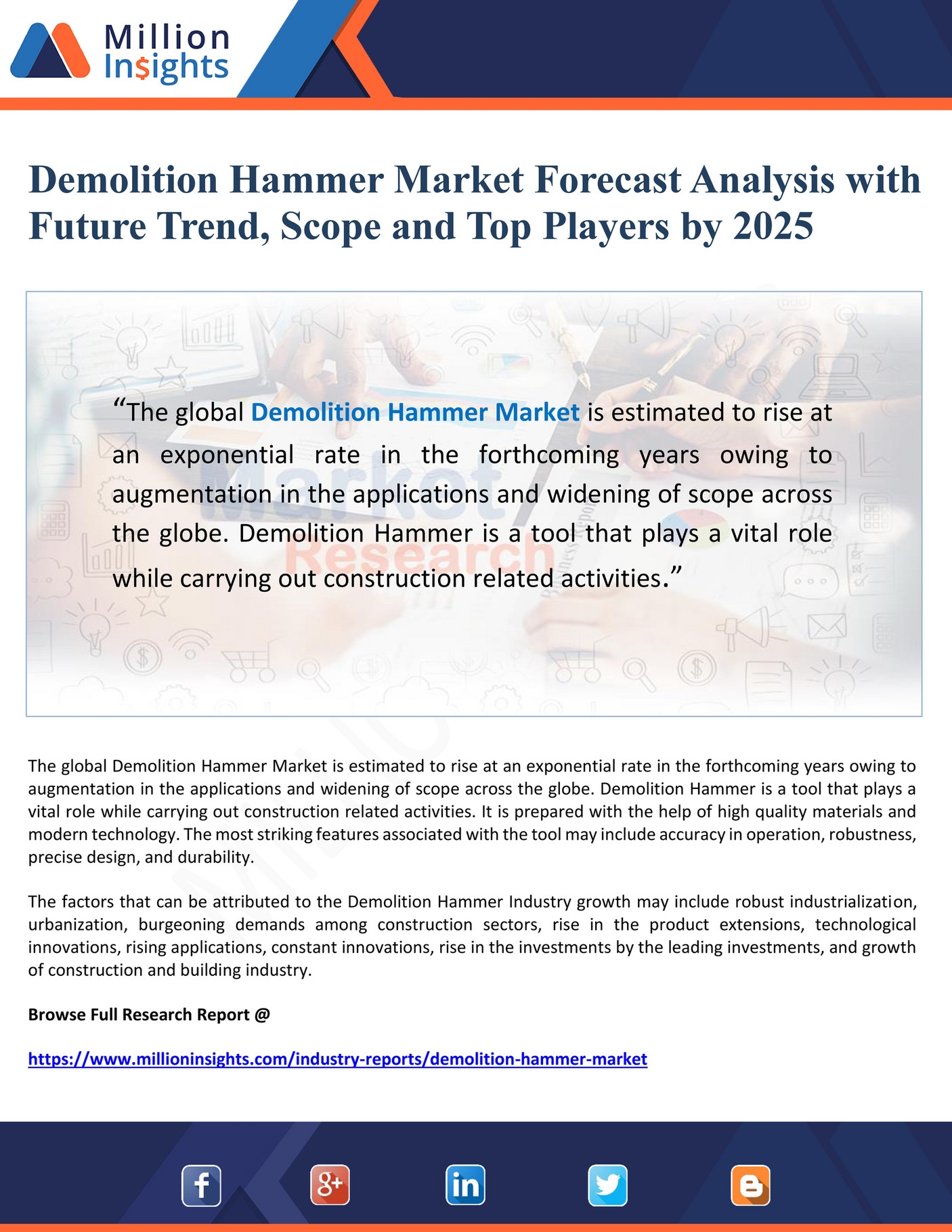 My publications Demolition Hammer Market Forecast Analysis with Future Trend, Scope and Top