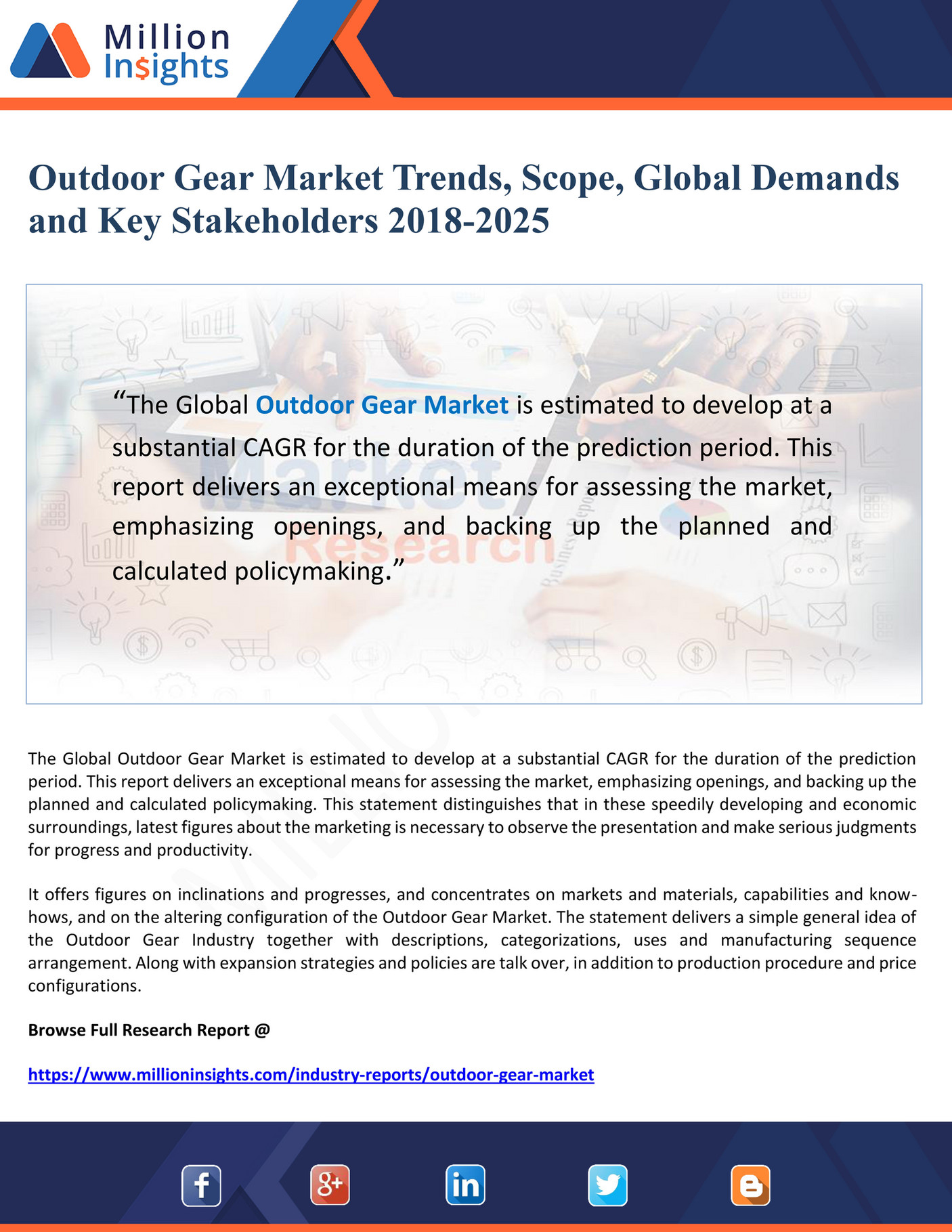 My publications Outdoor Gear Market Trends, Scope, Global Demands and
