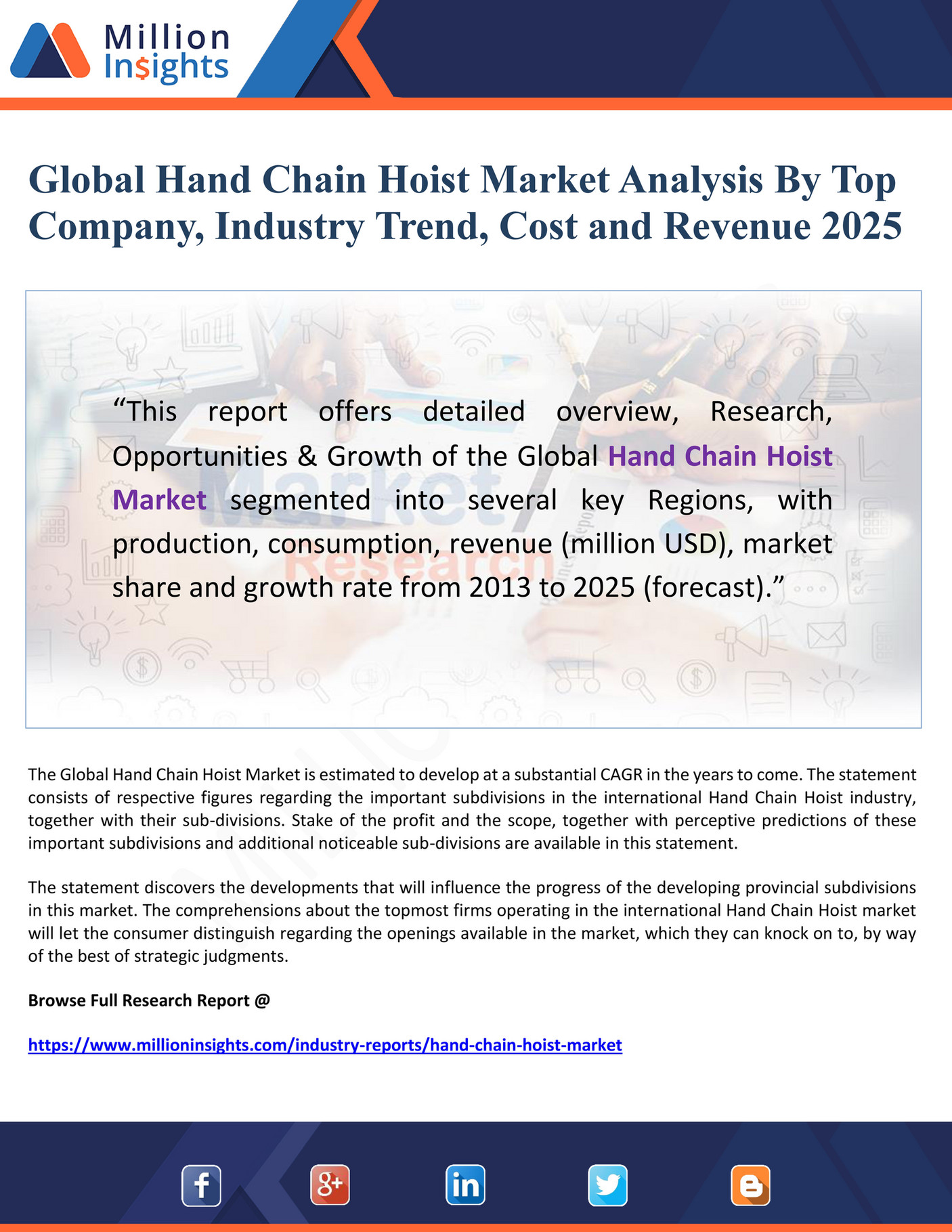 My publications Global Hand Chain Hoist Market Analysis By Top