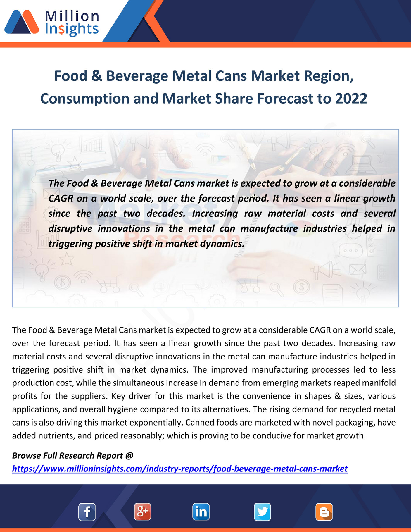 Million Insight Food & Beverage Metal Cans Market Region, Consumption