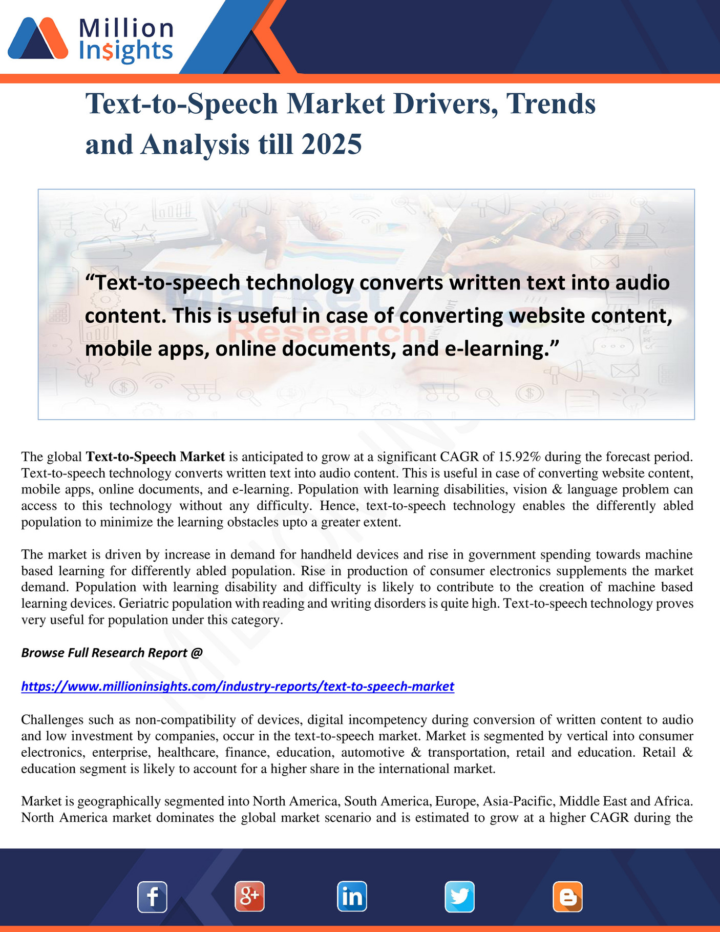 Million Insights Text To Speech Market Drivers Trends And Analysis Million Insights Text To Speech Market Drivers Trends And Analysis