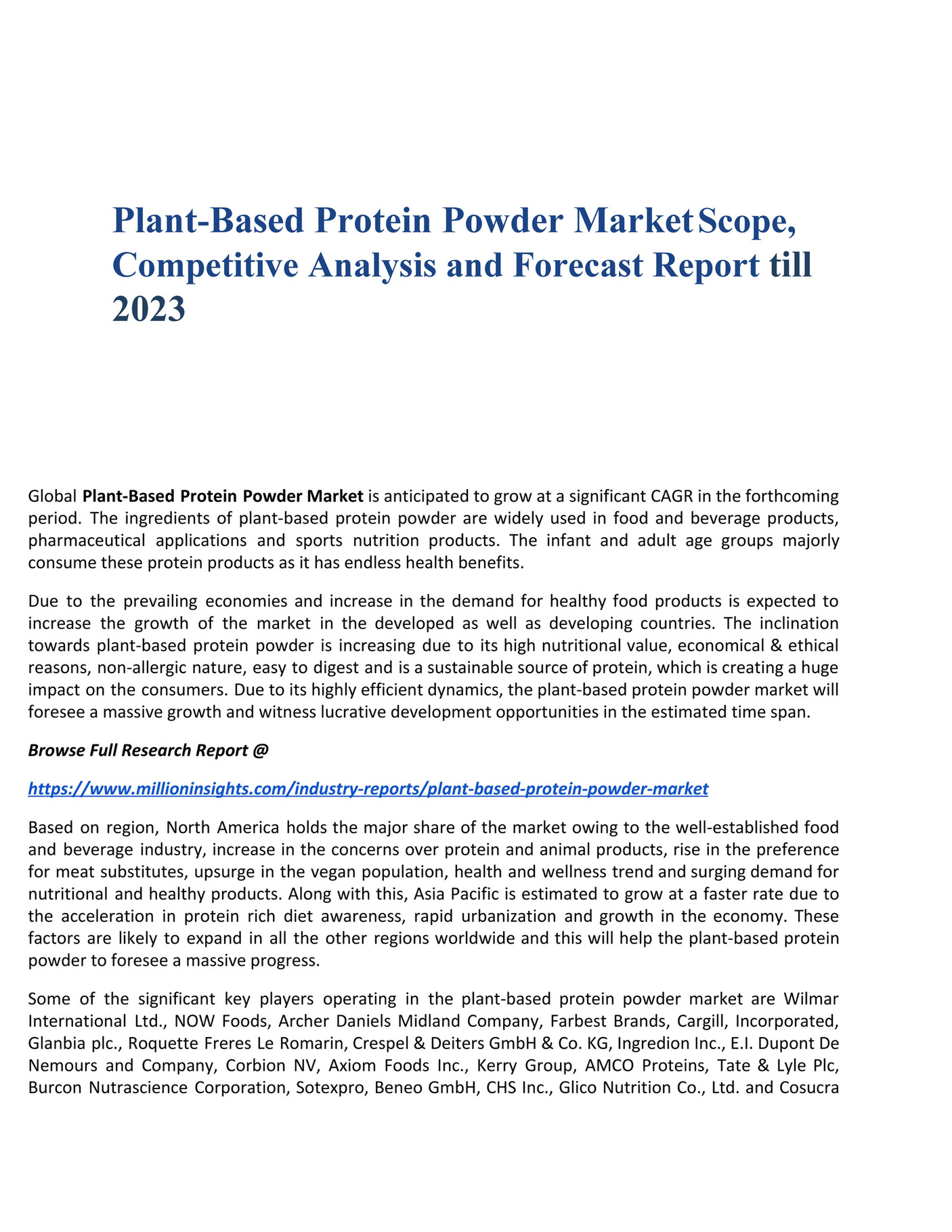 Million Insights PlantBased Protein Powder Market Page 1 Created