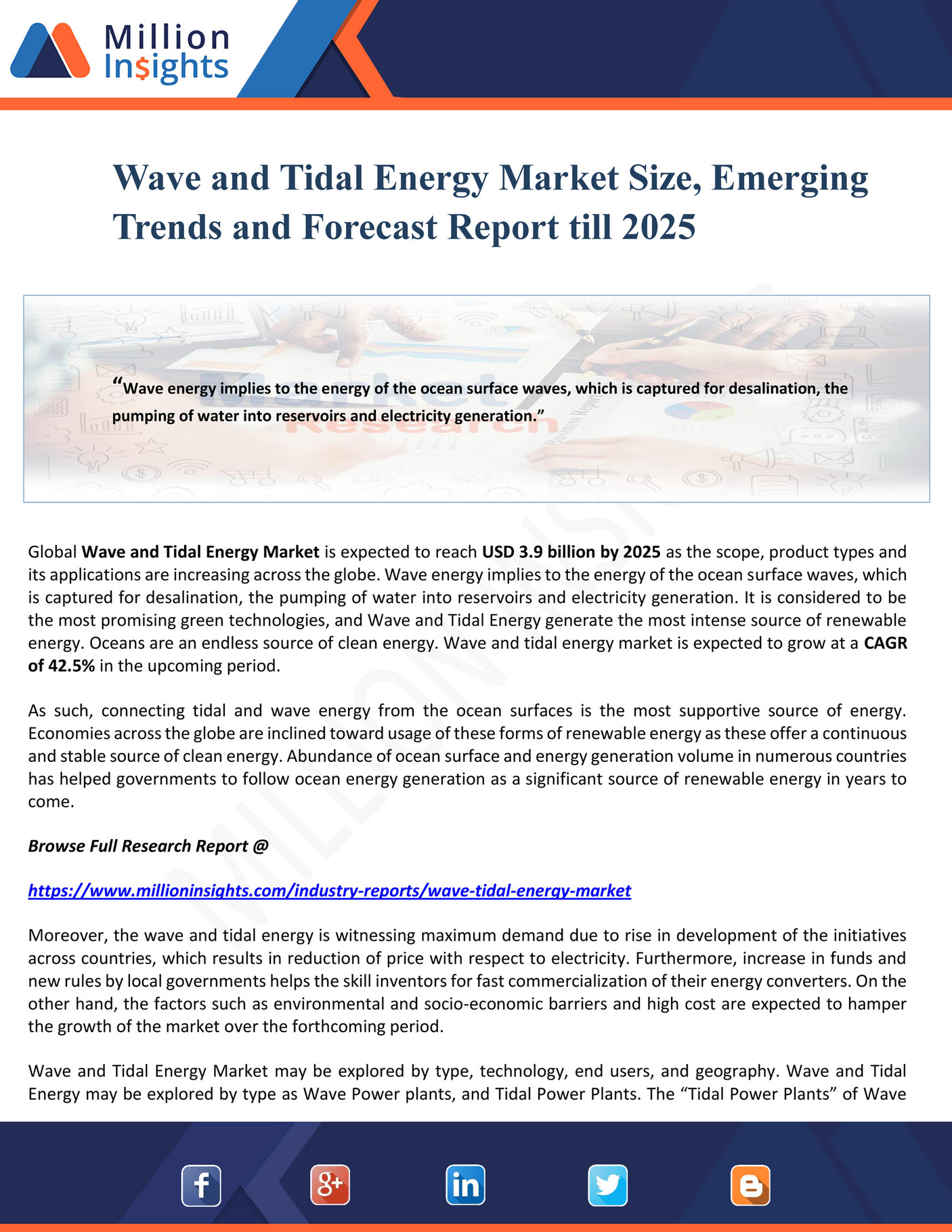 Million Insights Wave and Tidal Energy Market Size, Emerging Trends