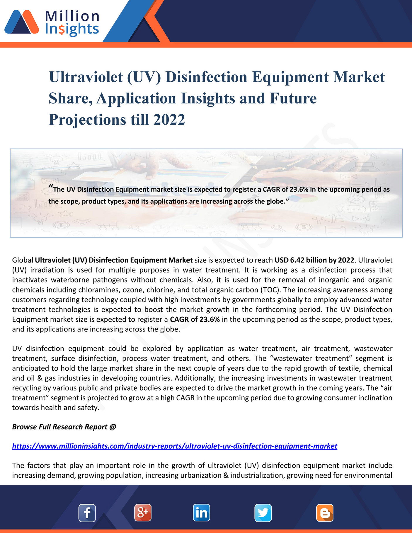 Million Insights - Ultraviolet (UV) Disinfection Equipment Market Share