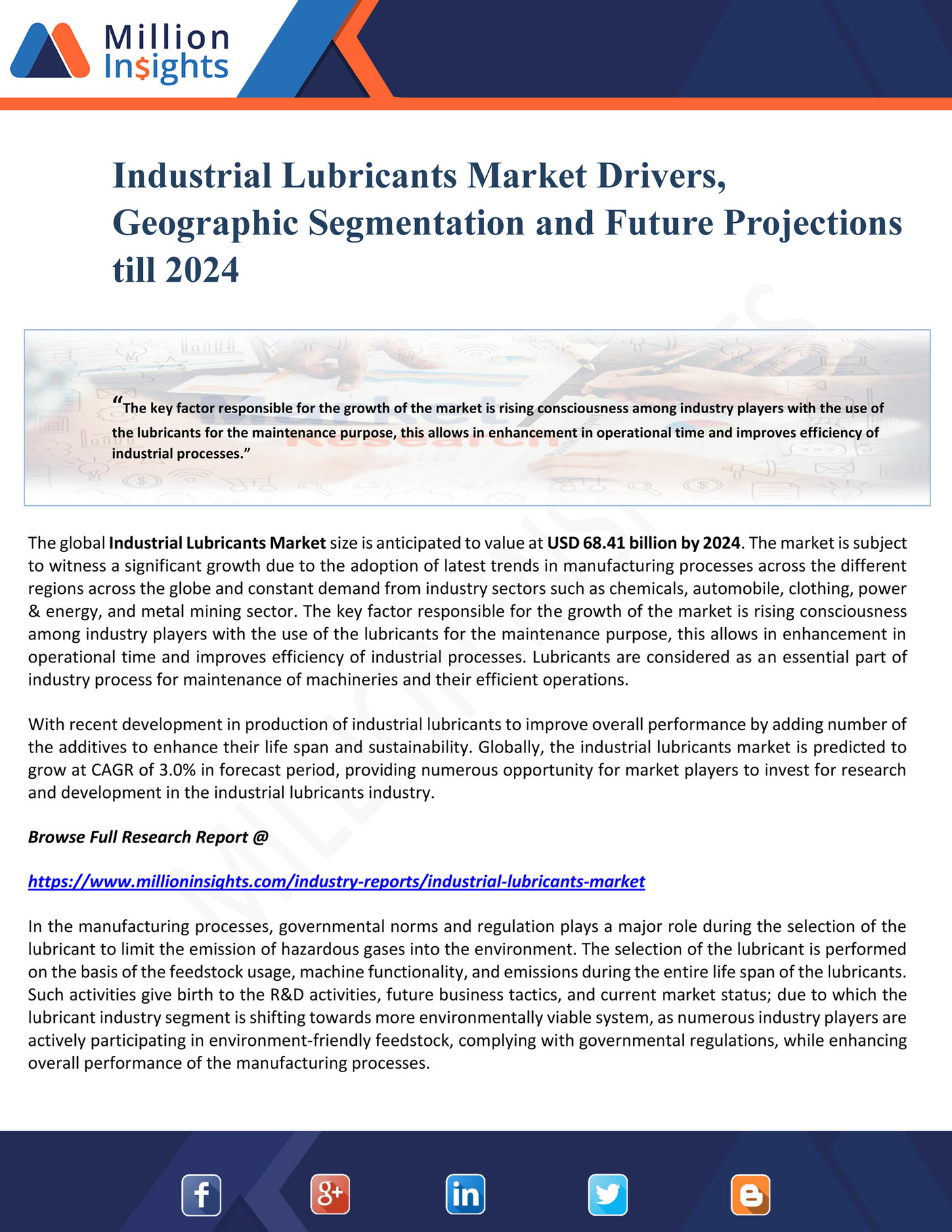 Million Insights Industrial Lubricants Market Drivers, Geographic