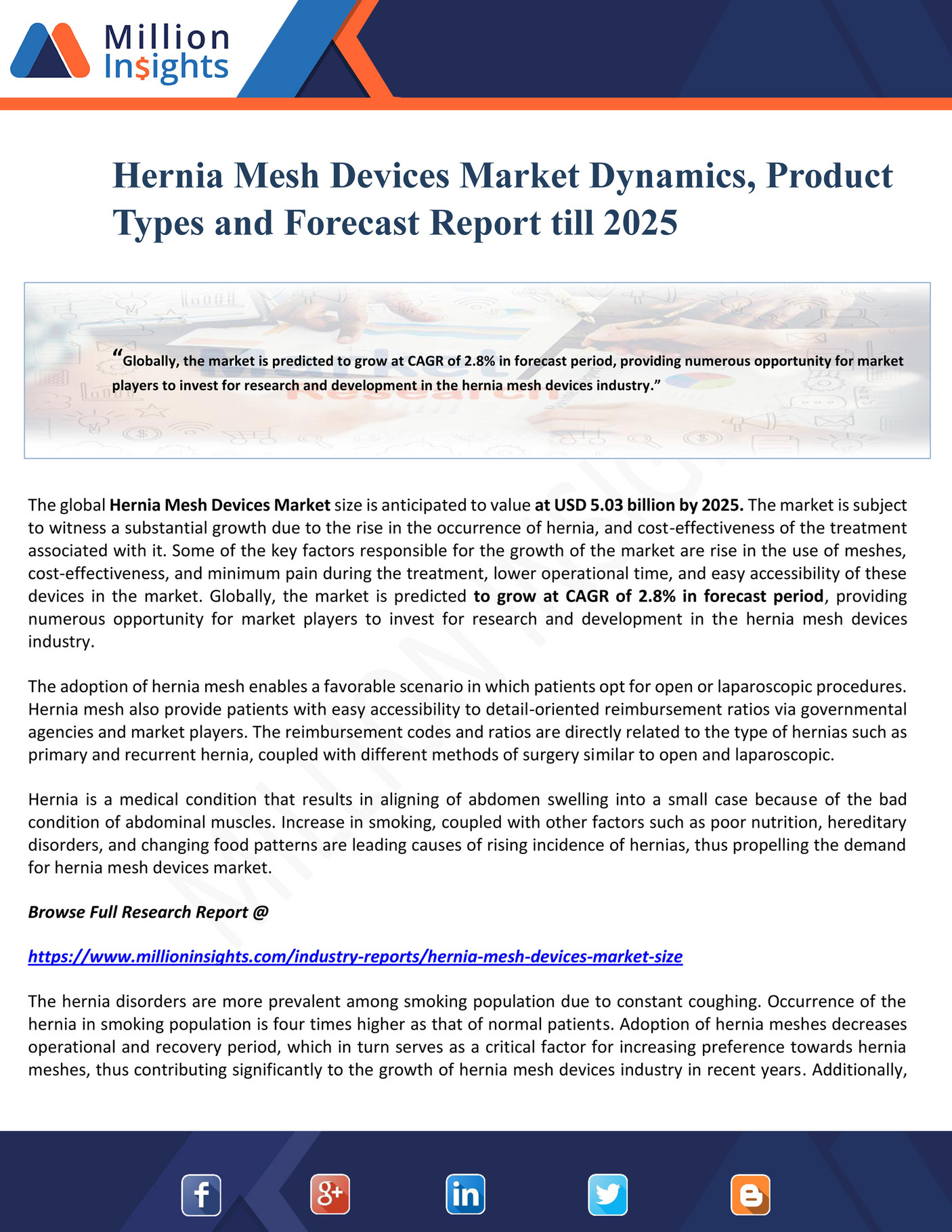 Million Insights Hernia Mesh Devices Market Dynamics, Product Types