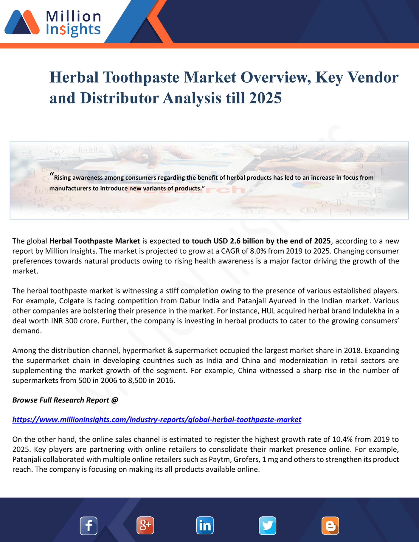 Million Insights Herbal Toothpaste Market Overview Key Vendor And