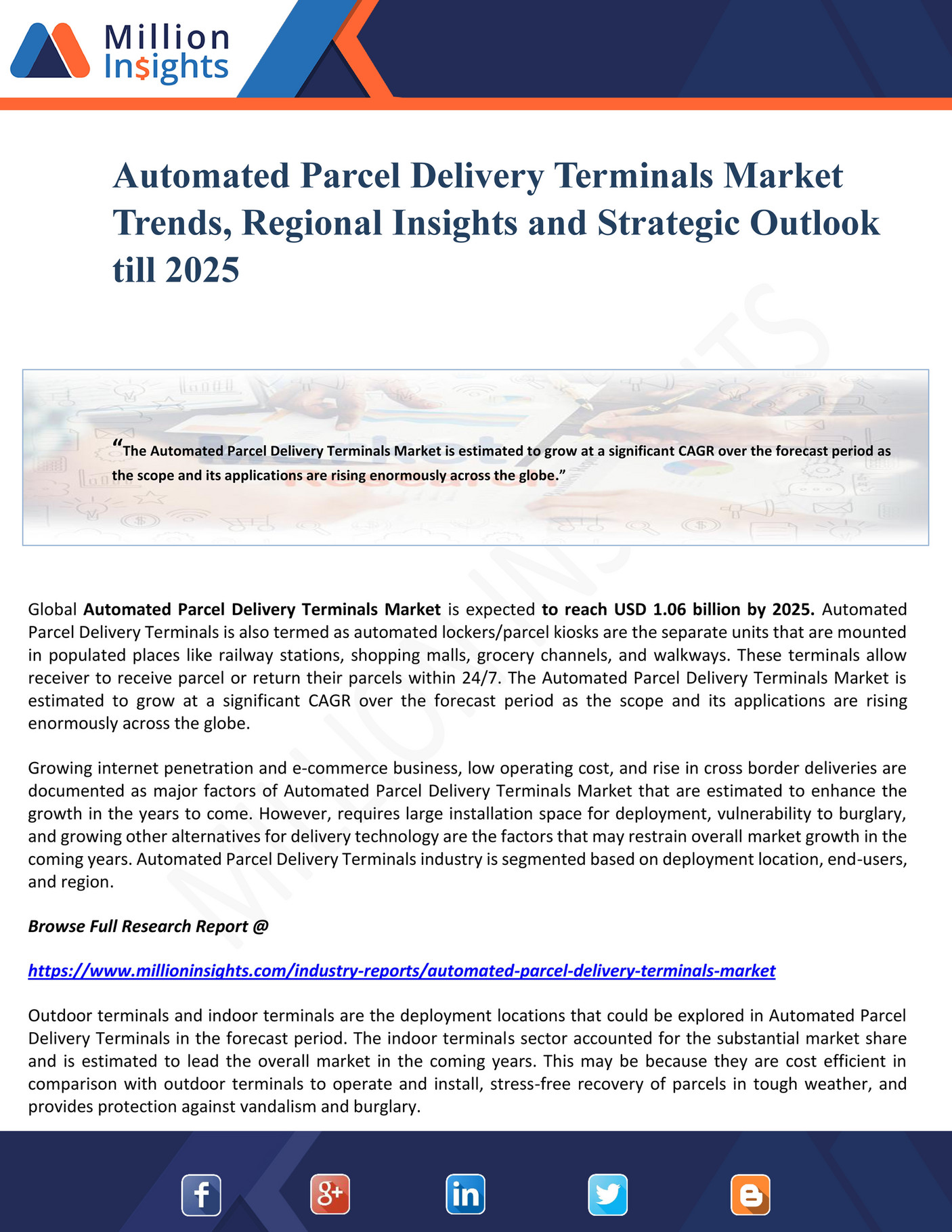 Million Insights Automated Parcel Delivery Terminals Market Trends