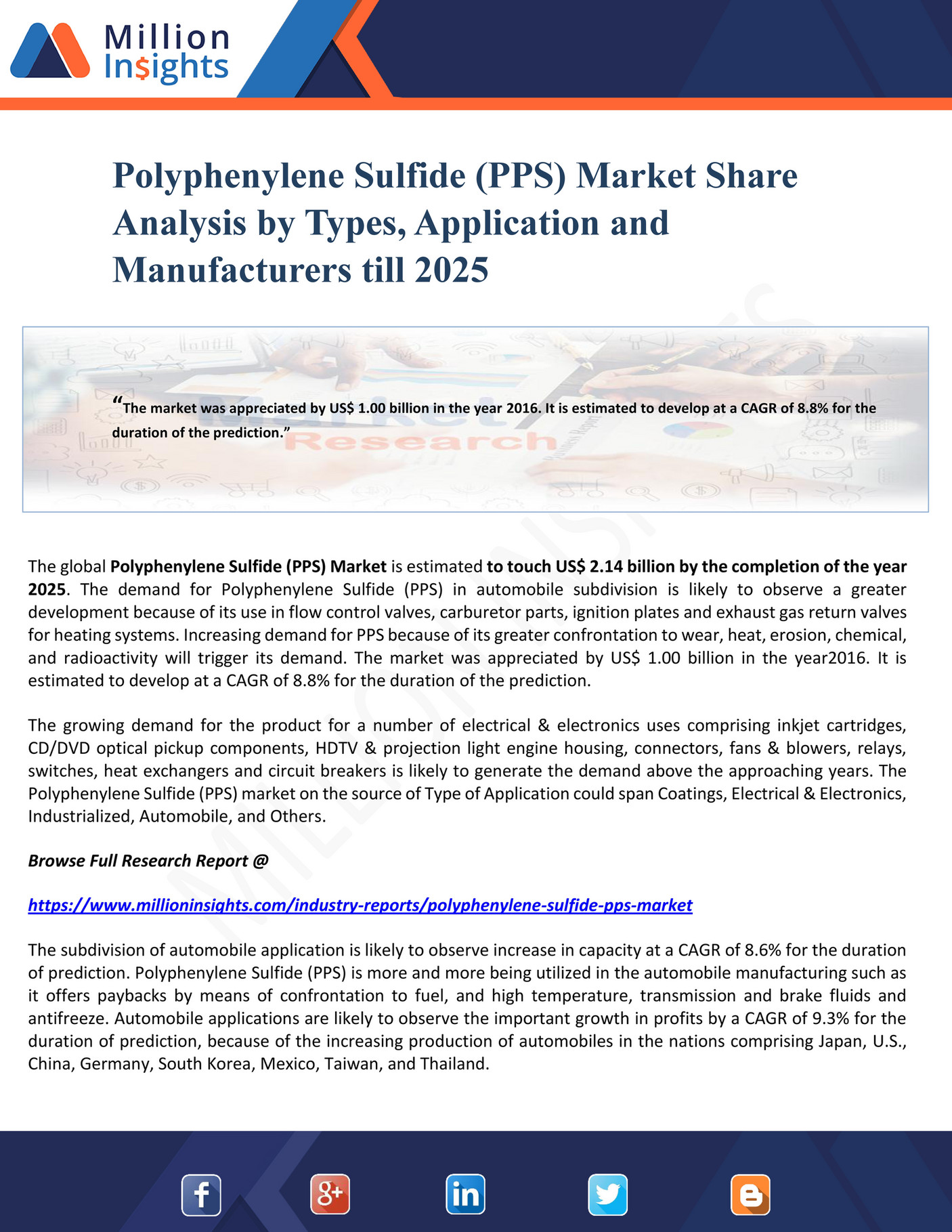 Million Insights - Polyphenylene Sulfide (PPS) Market Share Analysis by ...