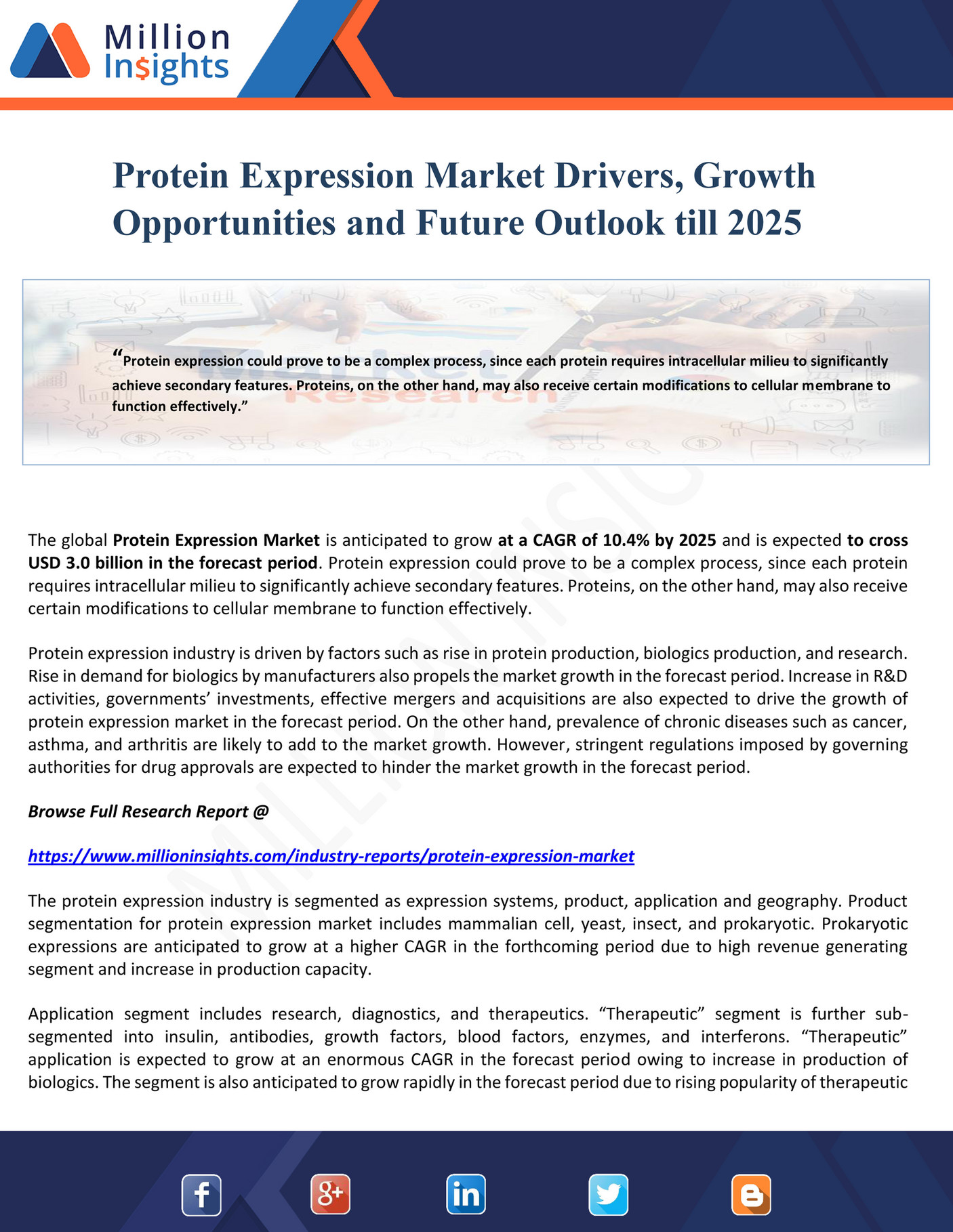 Million Insights Protein Expression Market Drivers, Growth