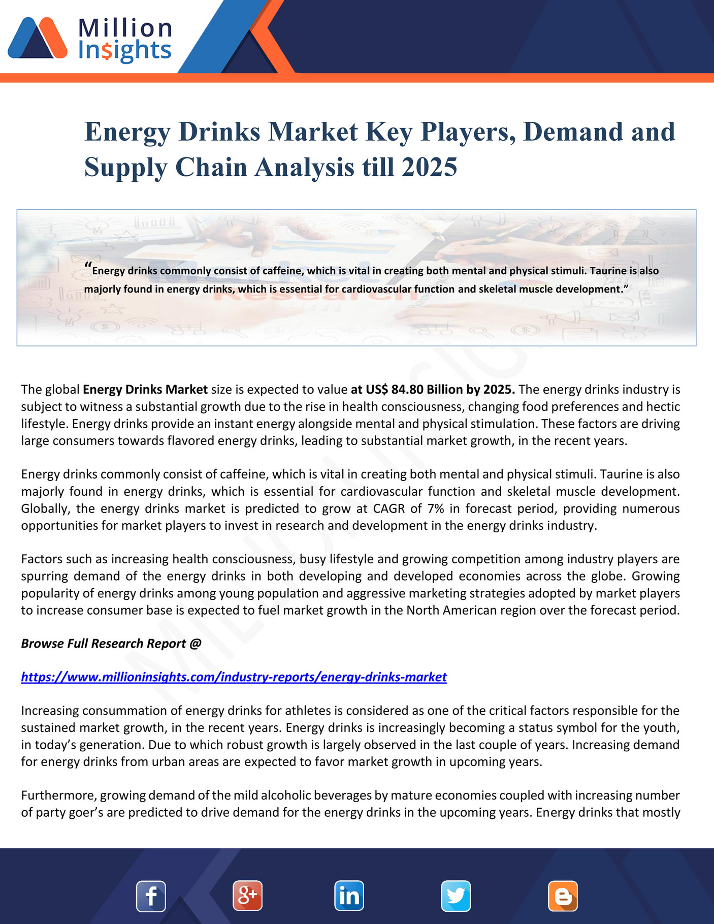 Million Insights Energy Drinks Market Key Players, Demand and Supply