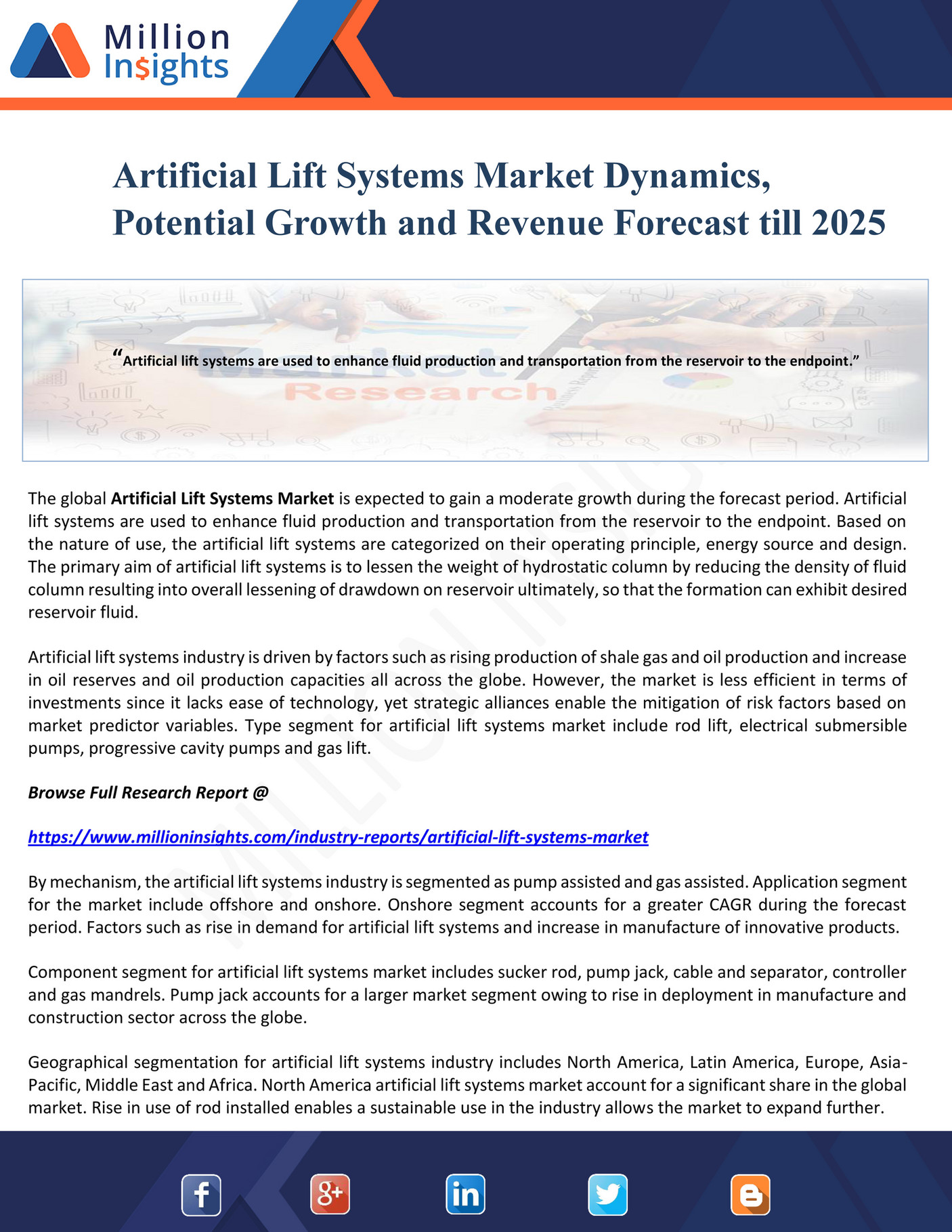 Million Insights Artificial Lift Systems Market Dynamics, Potential