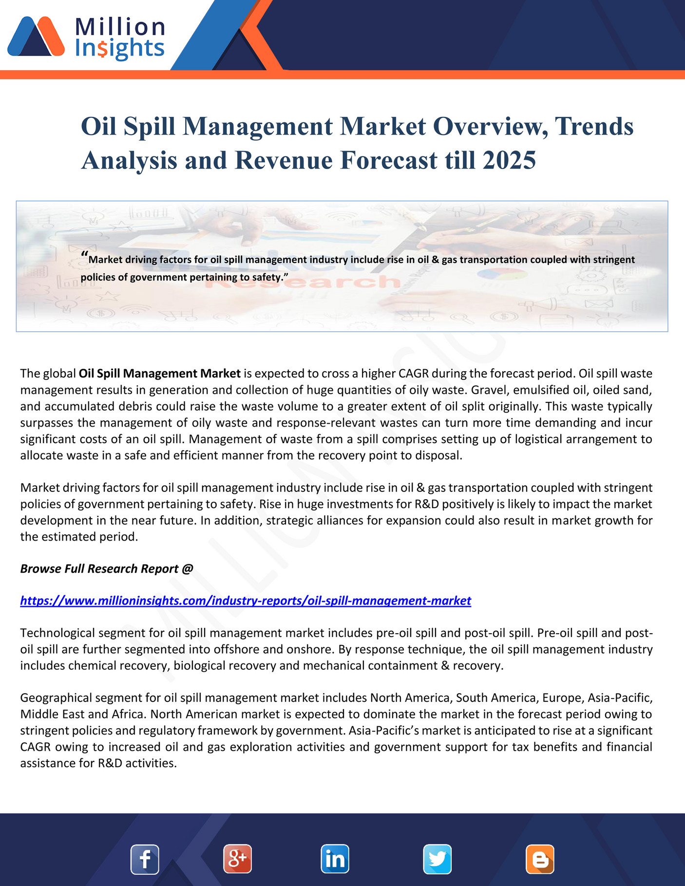 Million Insights Oil Spill Management Market Overview, Trends