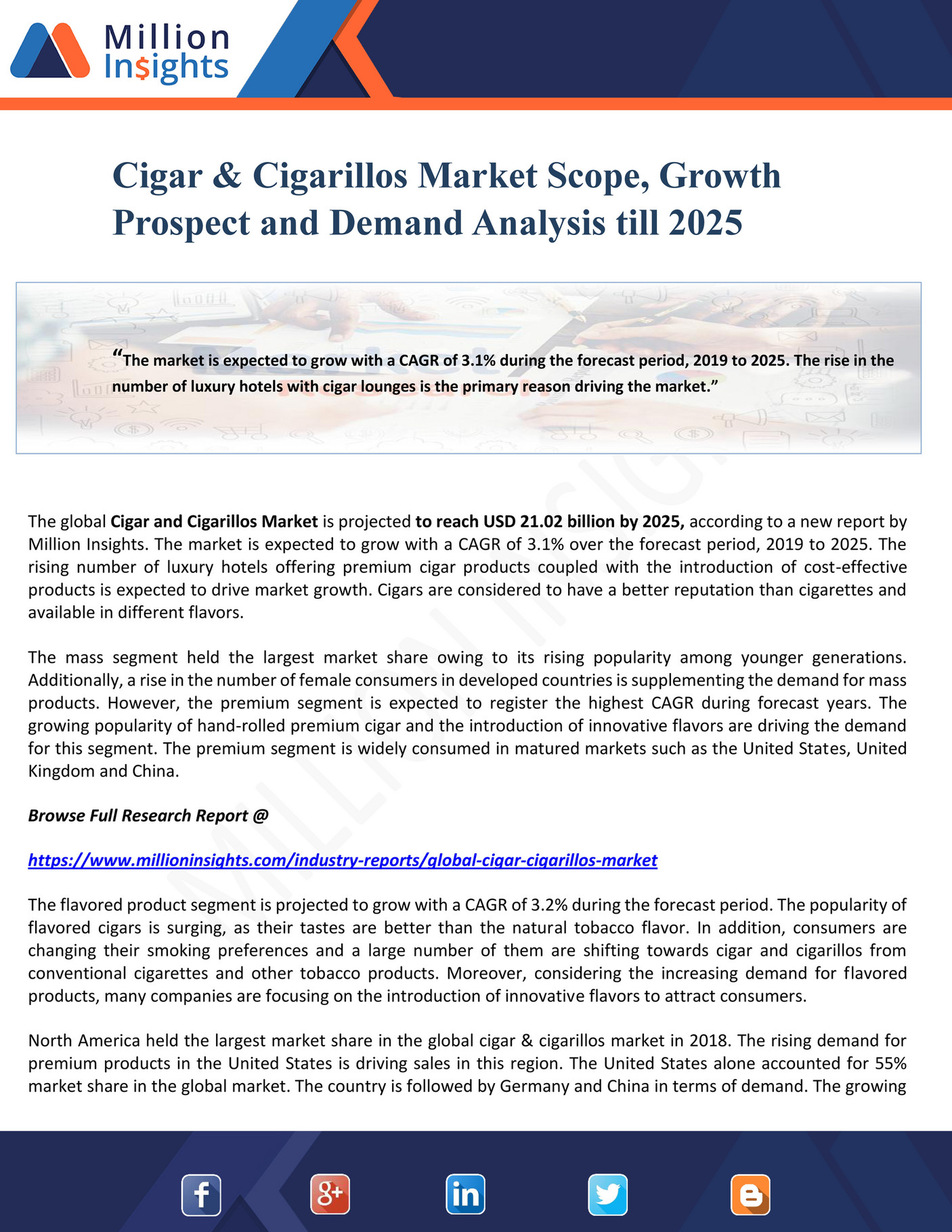 Million Insights Cigar & Cigarillos Market Scope, Growth Prospect and