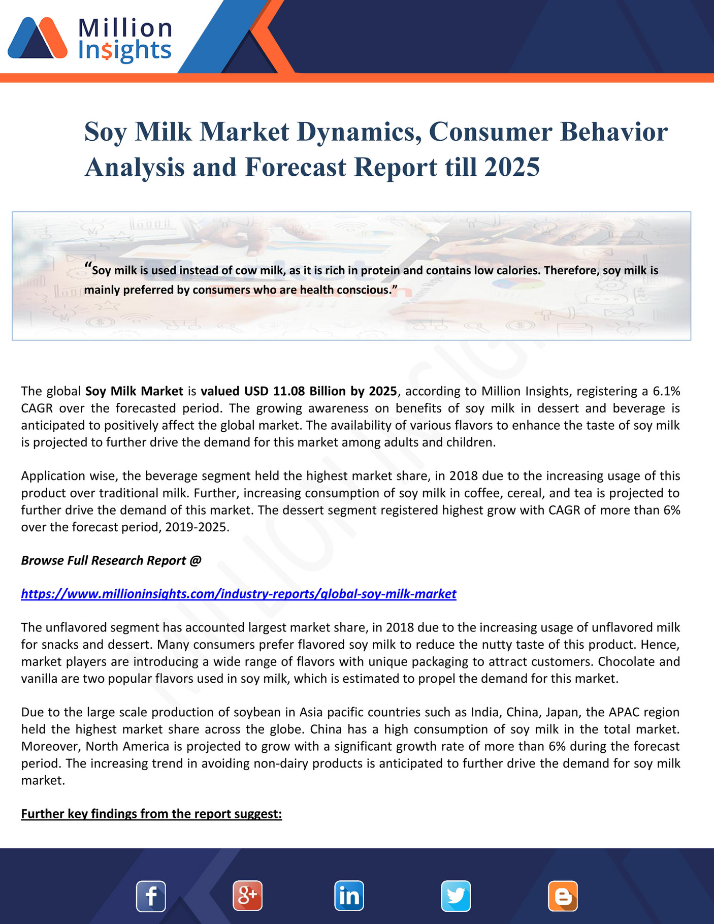 Million Insights Soy Milk Market Dynamics, Consumer Behavior Analysis