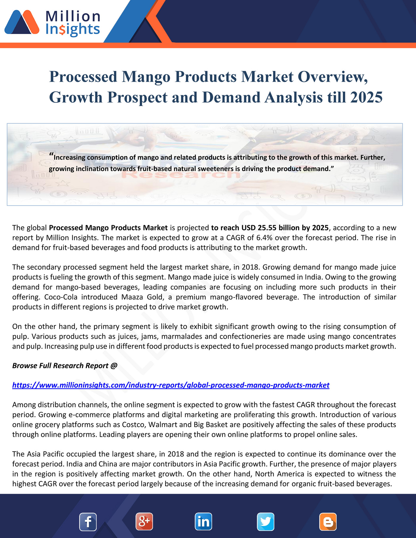 Million Insights Processed Mango Products Market Overview, Growth