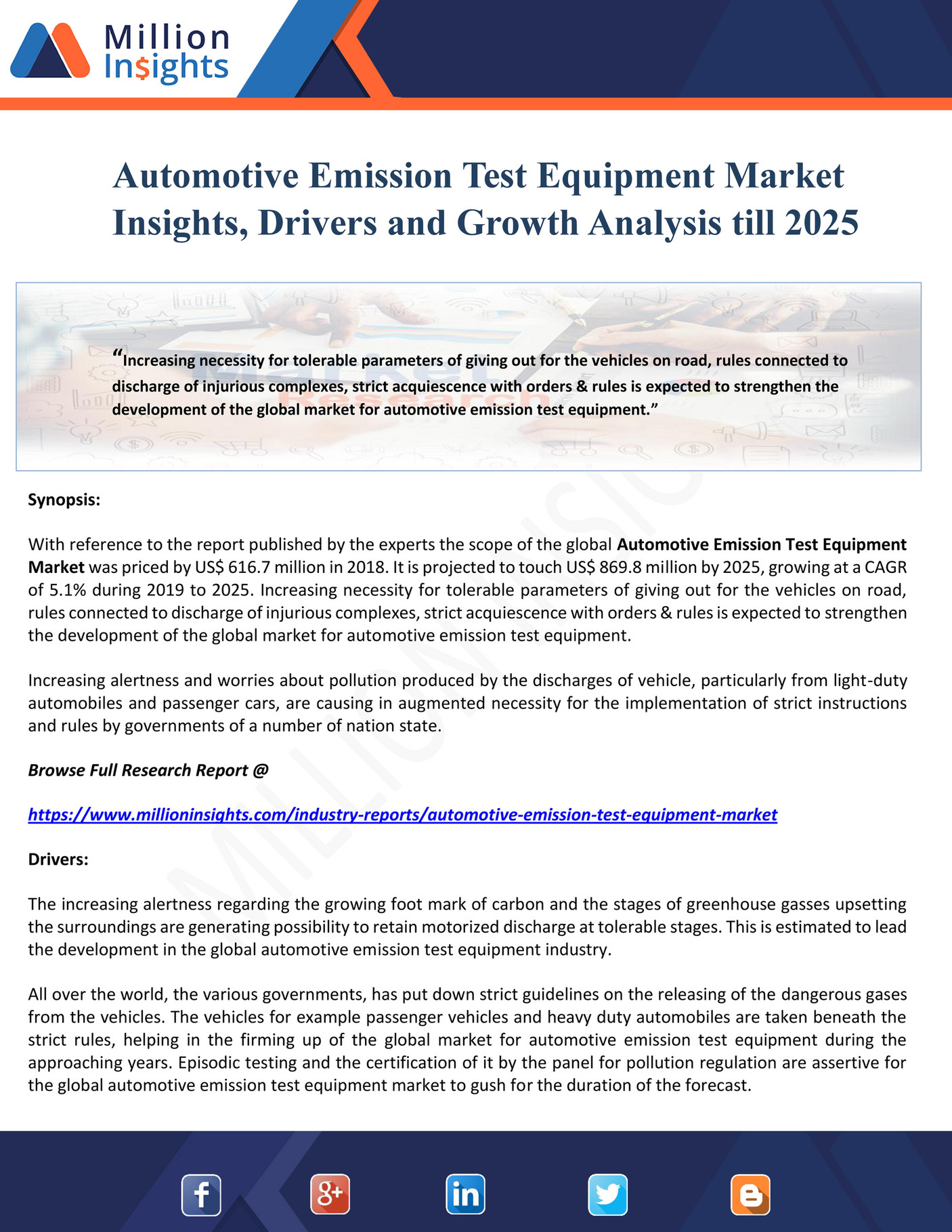 Million Insights Automotive Emission Test Equipment Market Insights