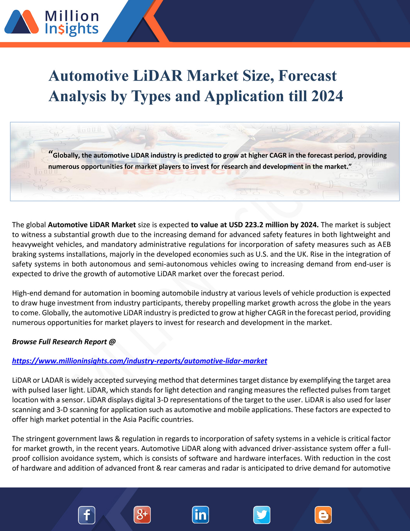 Million Insights Automotive LiDAR Market Size Forecast Analysis By 
