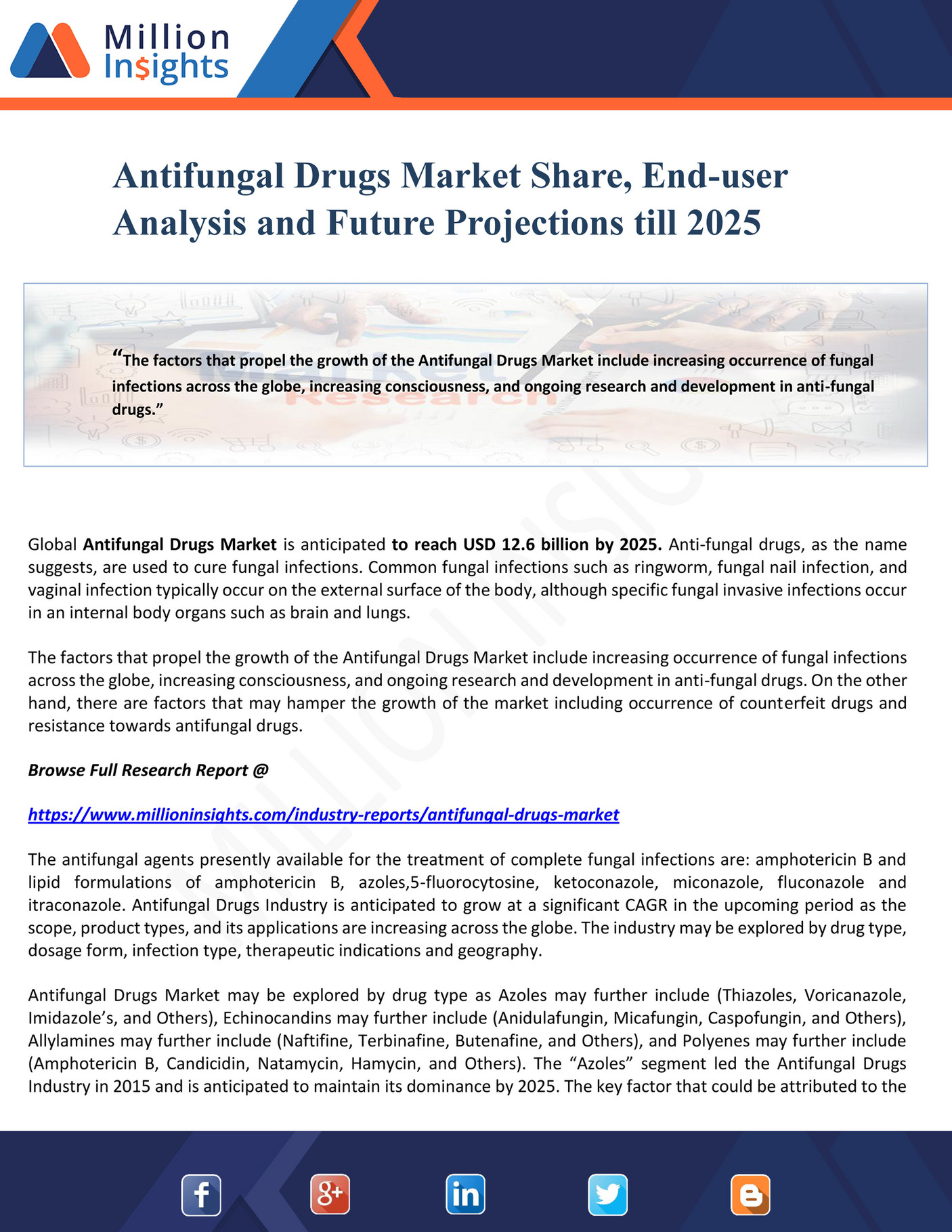 Million Insights Antifungal Drugs Market Share, Enduser Analysis and