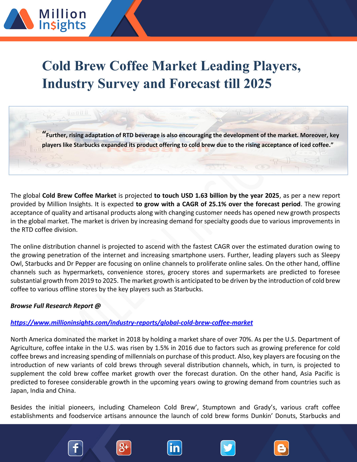 Million Insights Cold Brew Coffee Market Leading Players, Industry