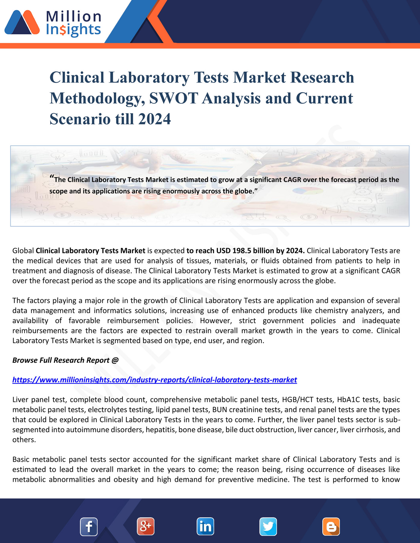 Million Insights Clinical Laboratory Tests Market Research
