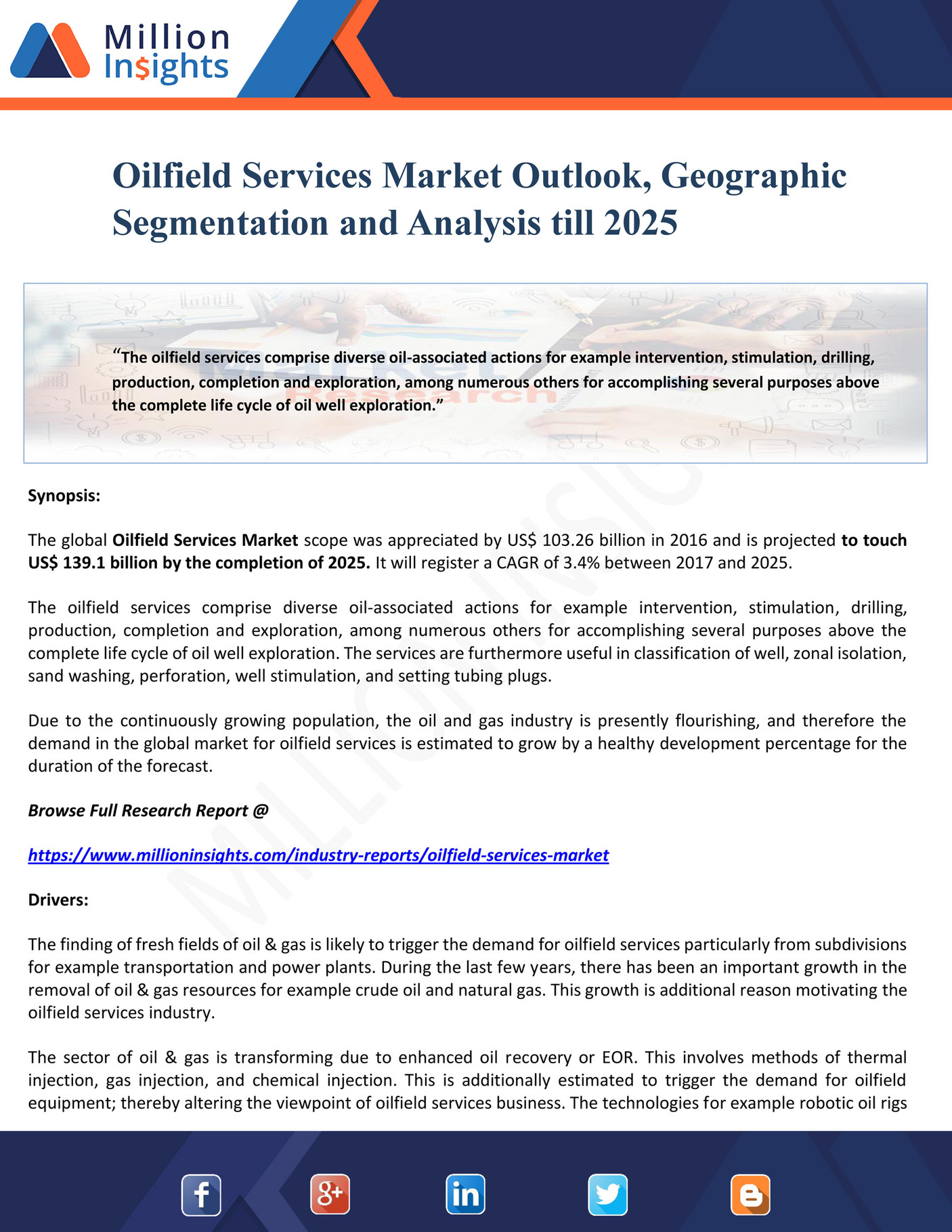 Million Insights Oilfield Services Market Outlook, Geographic