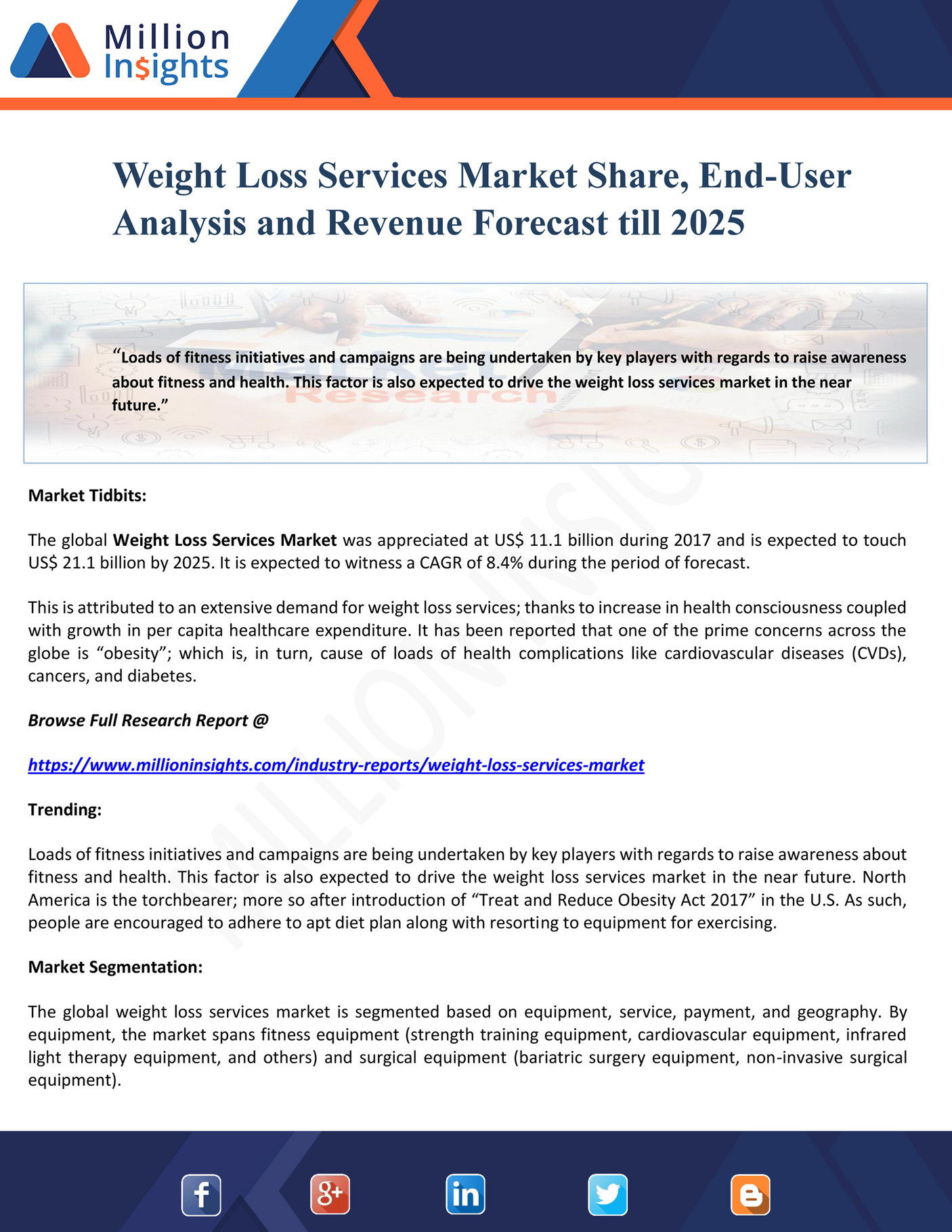 Million Insights Weight Loss Services Market Share, EndUser Analysis