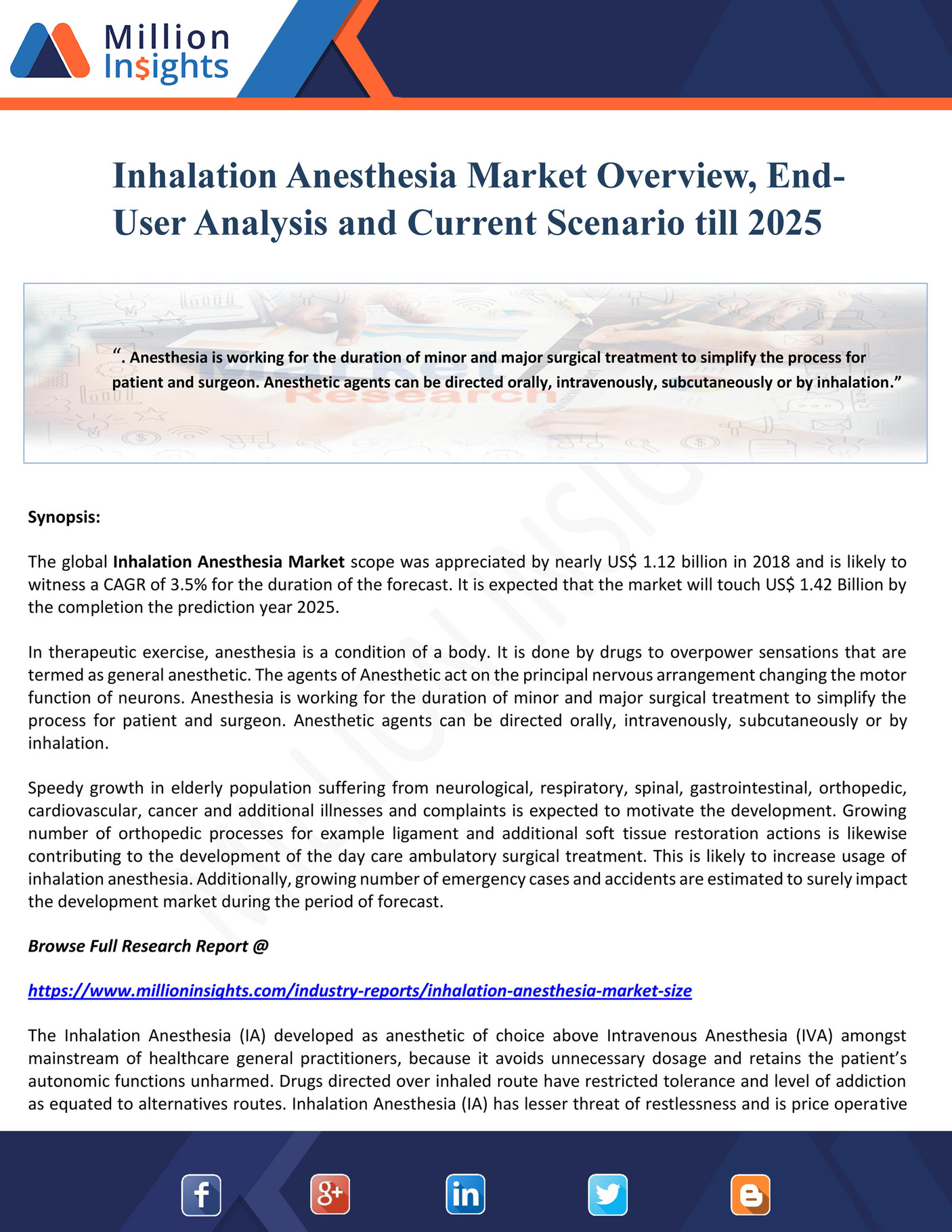 Million Insights Inhalation Anesthesia Market Overview, EndUser