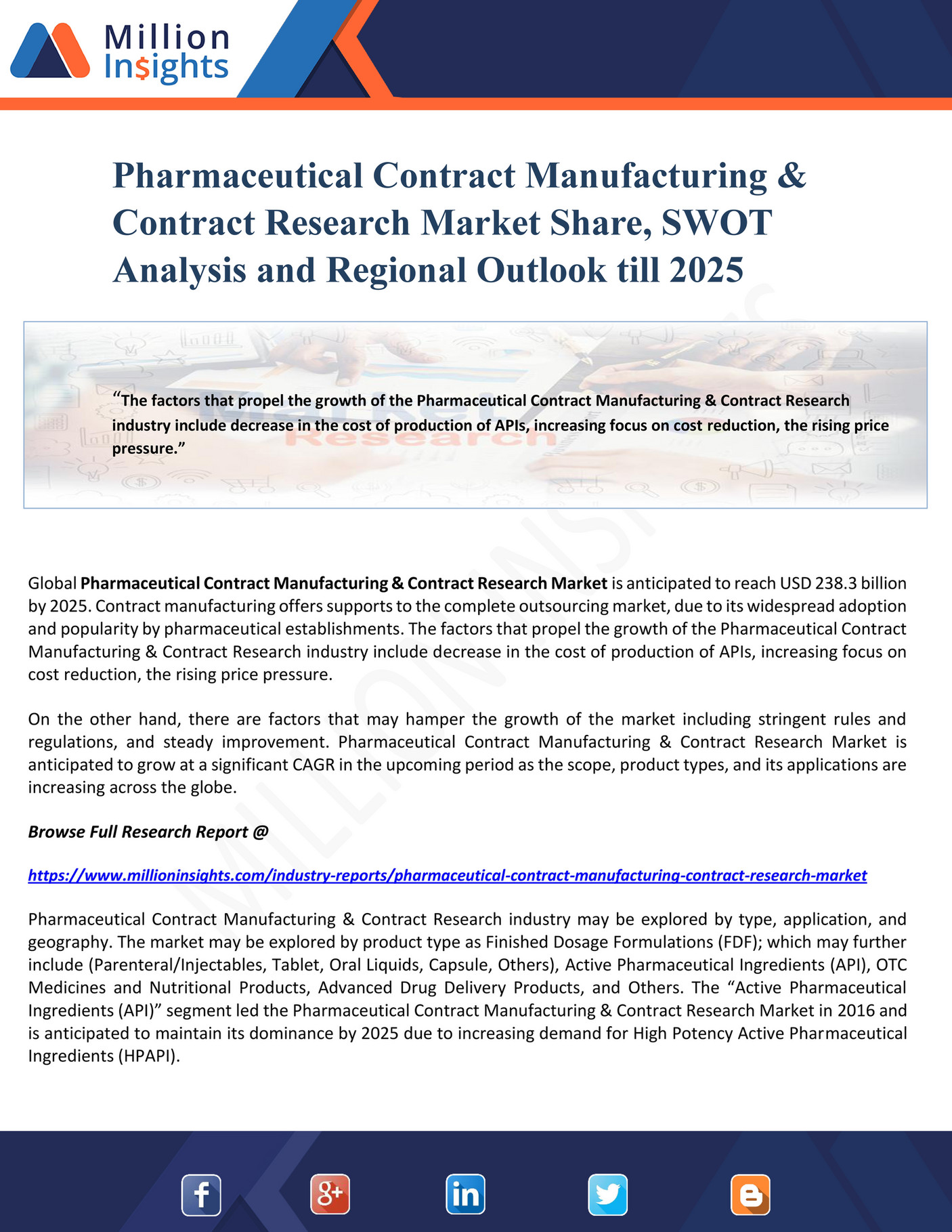 Million Insights Pharmaceutical Contract Manufacturing & Contract