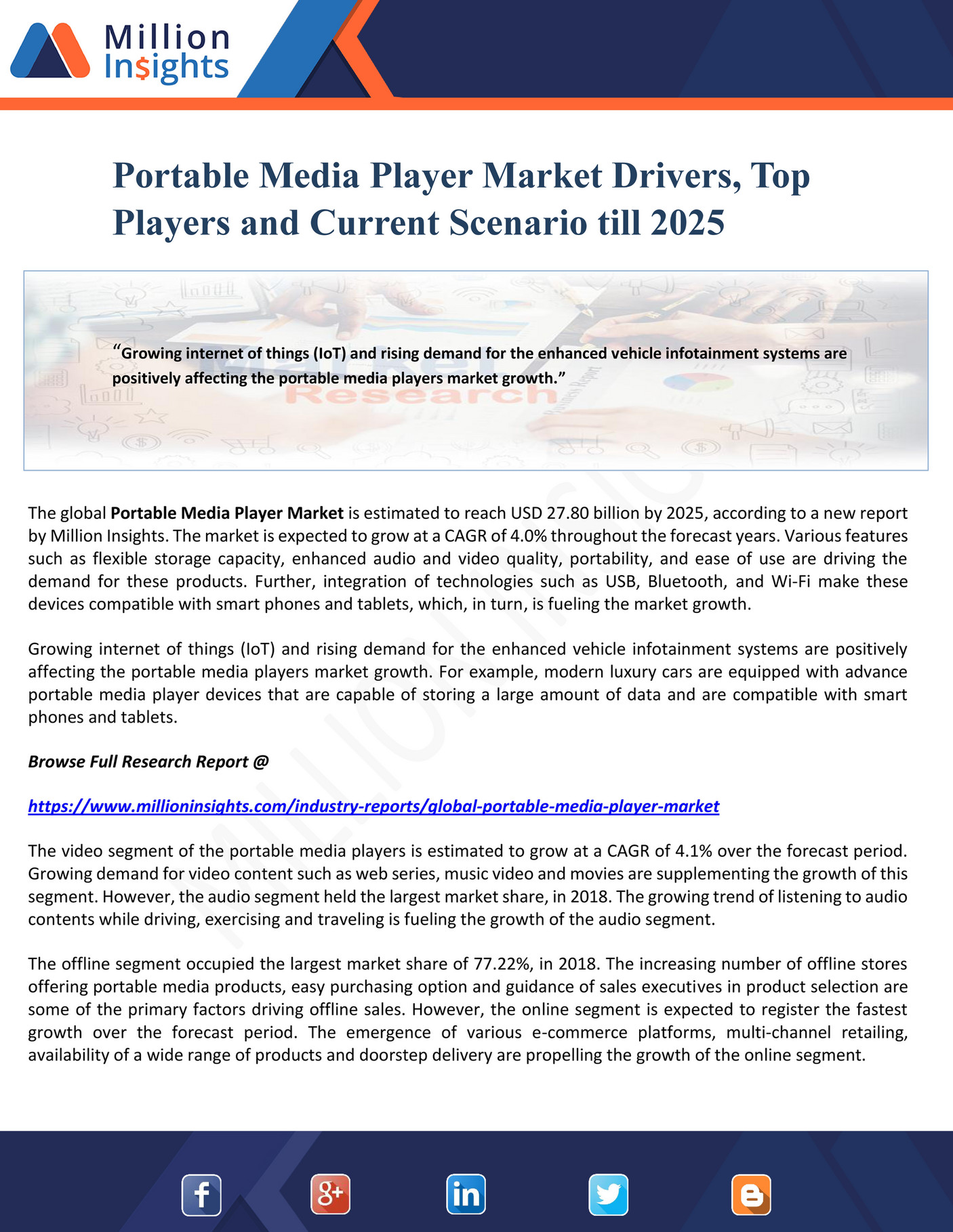 Million Insights Portable Media Player Market Drivers, Top Players and Current Scenario till