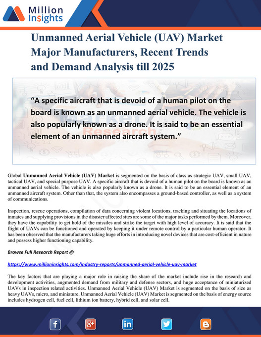 Million Insights - Unmanned Aerial Vehicle (UAV) Market Major ...
