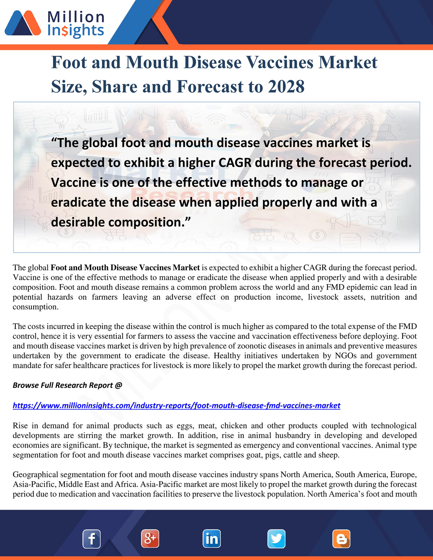 Million Insights Foot and Mouth Disease Vaccines Market Size, Share