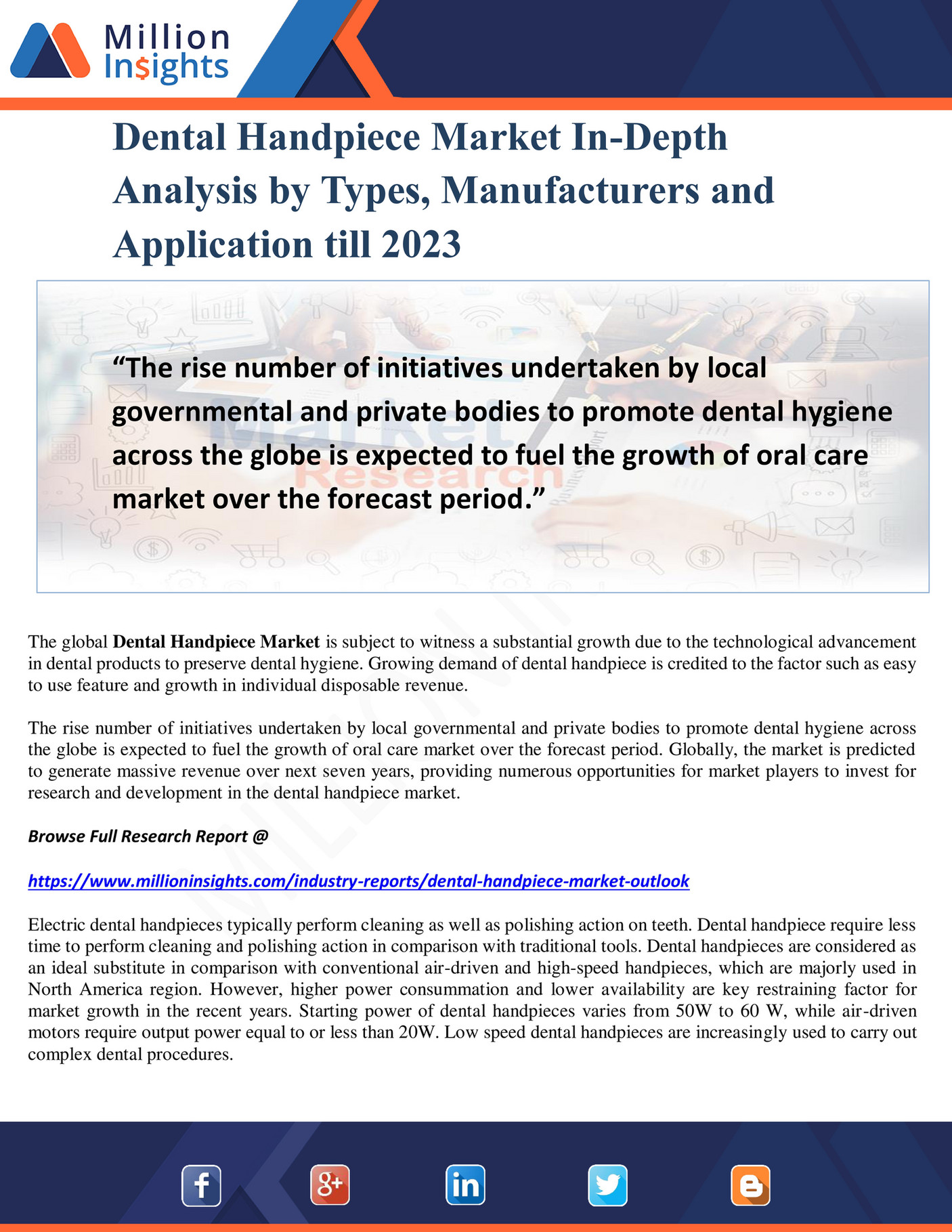 Million Insights Dental Handpiece Market InDepth Analysis by Types