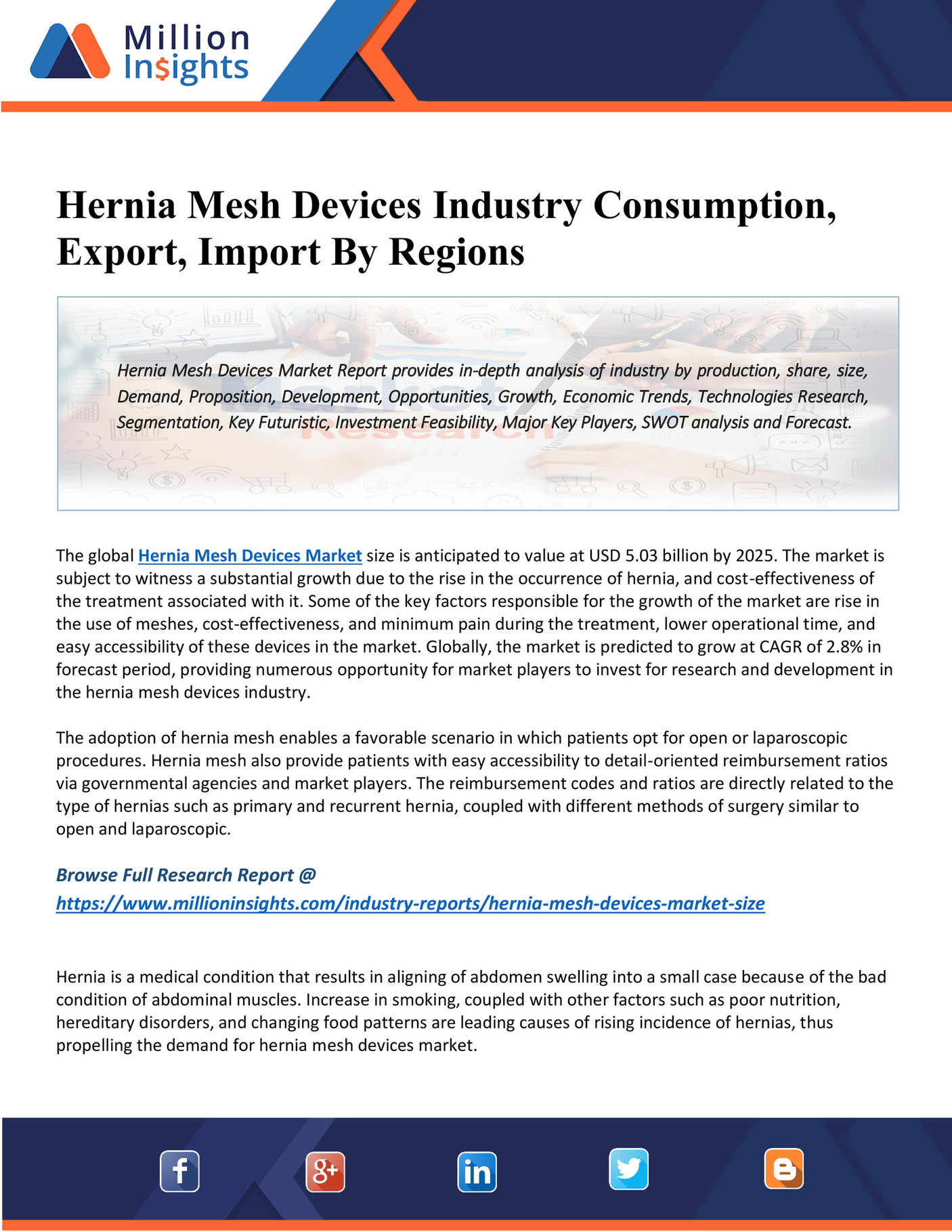 Market Hub Hernia Mesh Devices Industry Size, Share And Emerging