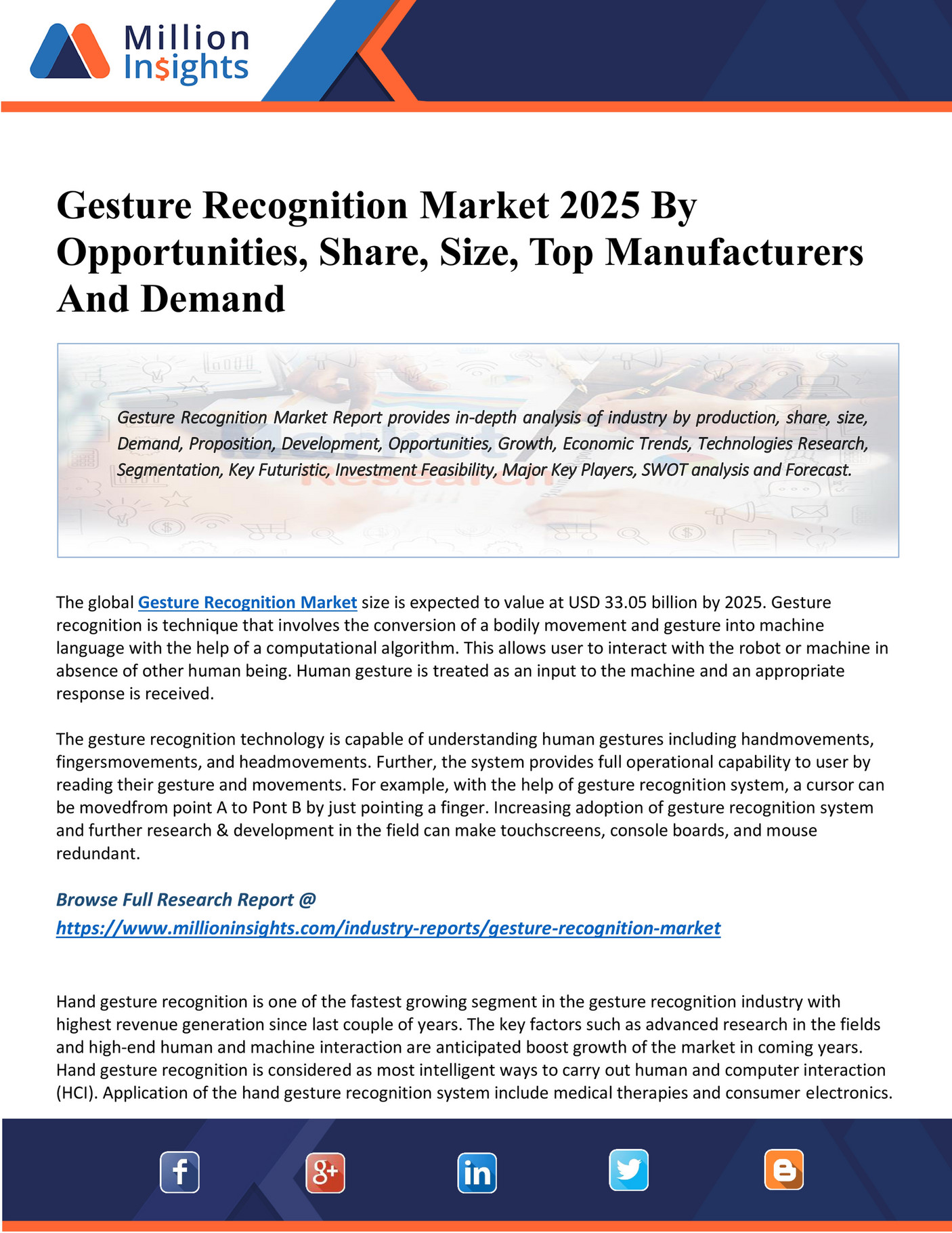 Market Hub Gesture Recognition Market 2025 By Benefits, Outlook