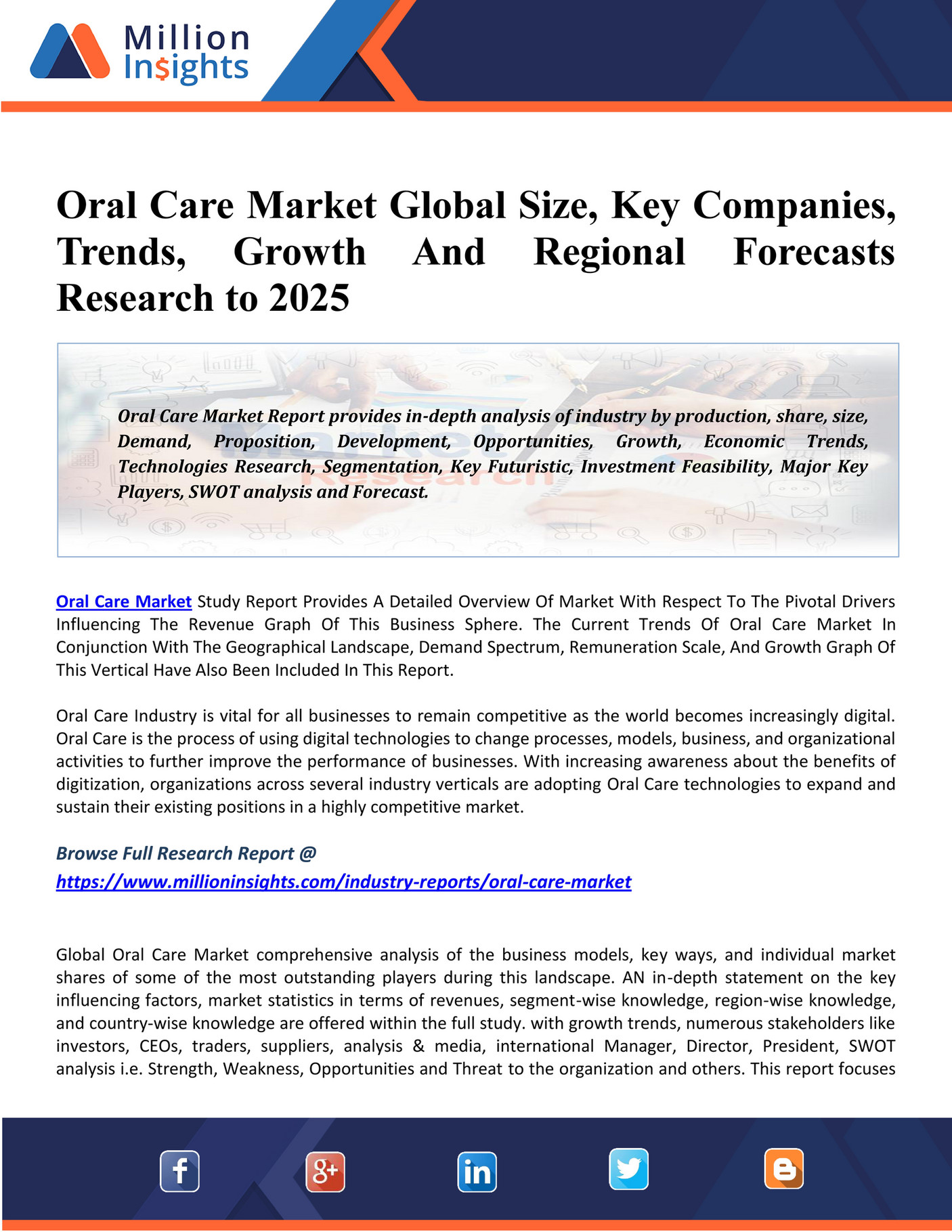 Market Hub Oral Care Market 2020 Report Latest Research, Business