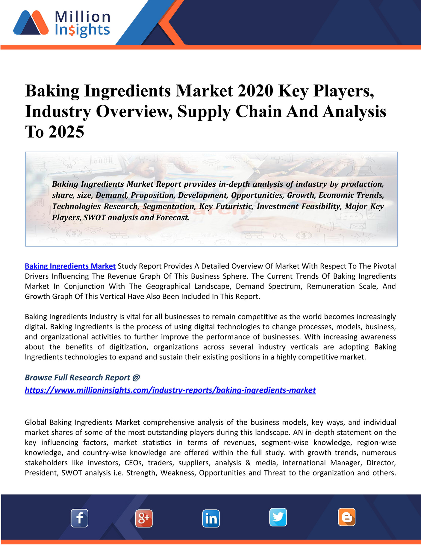 Market Hub Baking Ingredients Market 2020 Key Drivers By