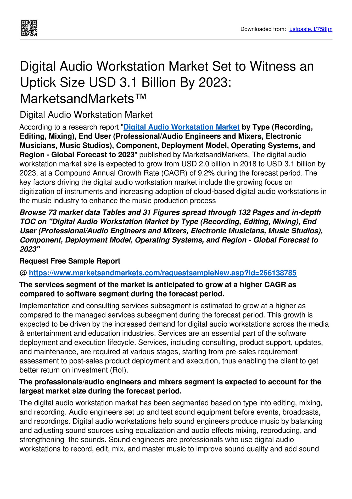 Market Hub Digital Audio Workstation Market To Achieve A High CAGR Of