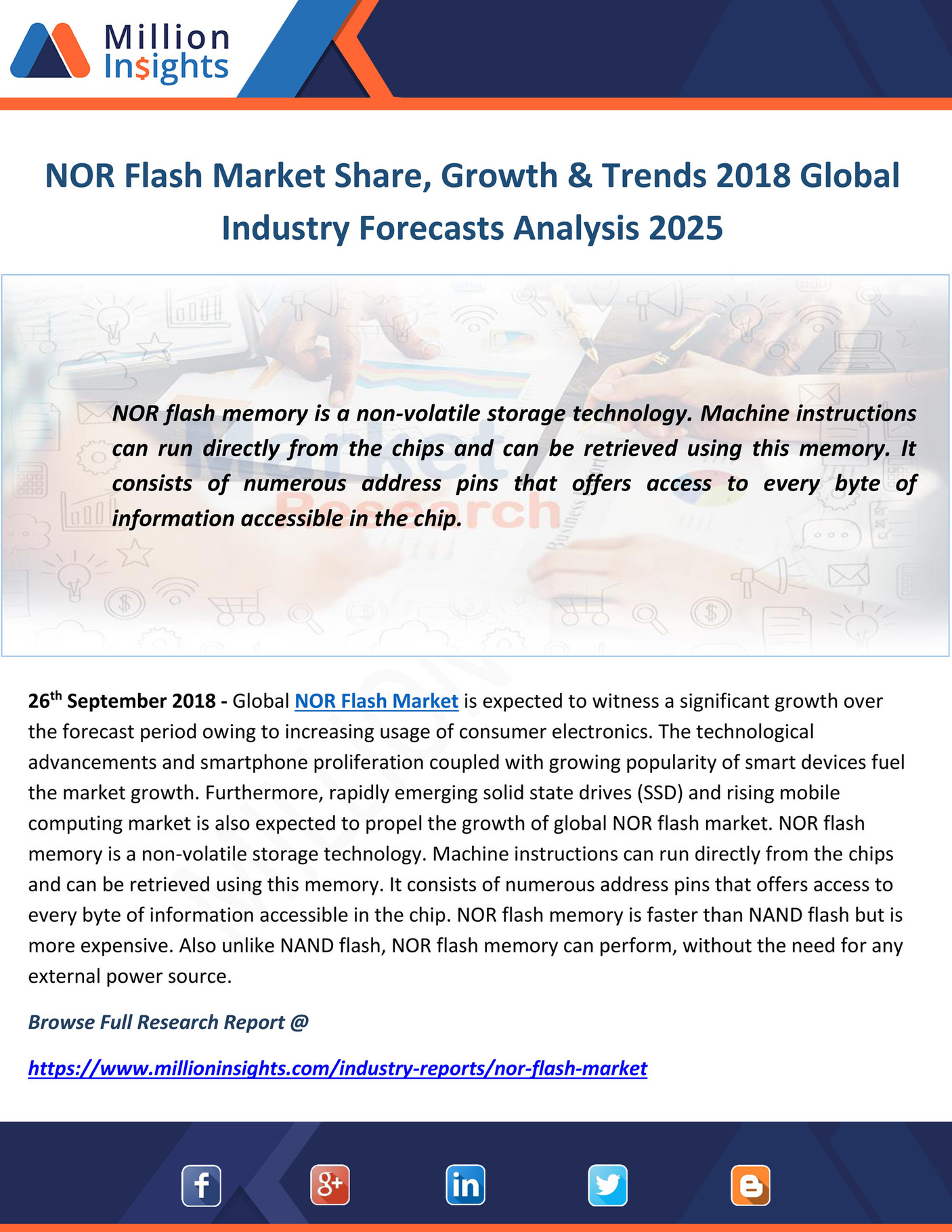 Million Insights NOR Flash Market Share, Growth & Trends 2018 Global