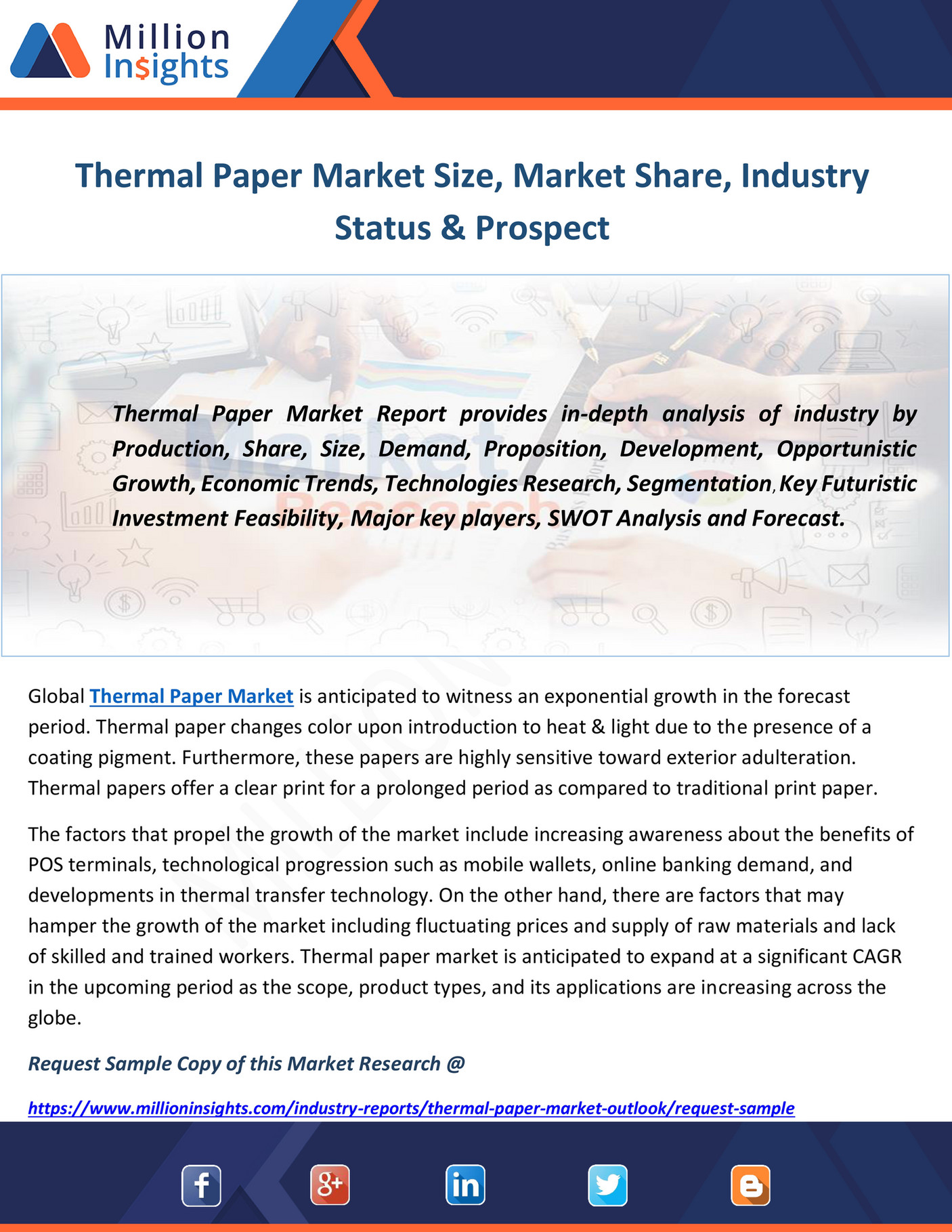 Million Insights Thermal Paper Market Size, Market Share, Industry