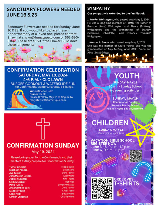 First United Methodist Church, Tupelo MS - FUMC Newsletter 05.08.2024 ...