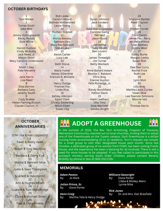 Cary Rutledge First United Methodist Church, Tupelo MS - FUMC Newsletter 09.24.2025 ...