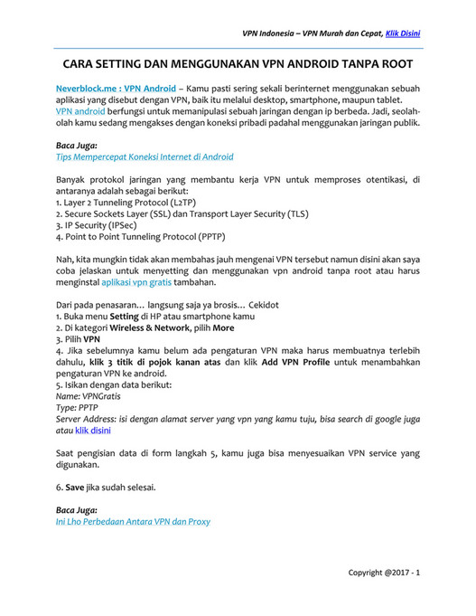 Vpn Indonesia Cara Setting Dan Menggunakan Vpn Android Tanpa Root Page 1 Created With Publitas Com